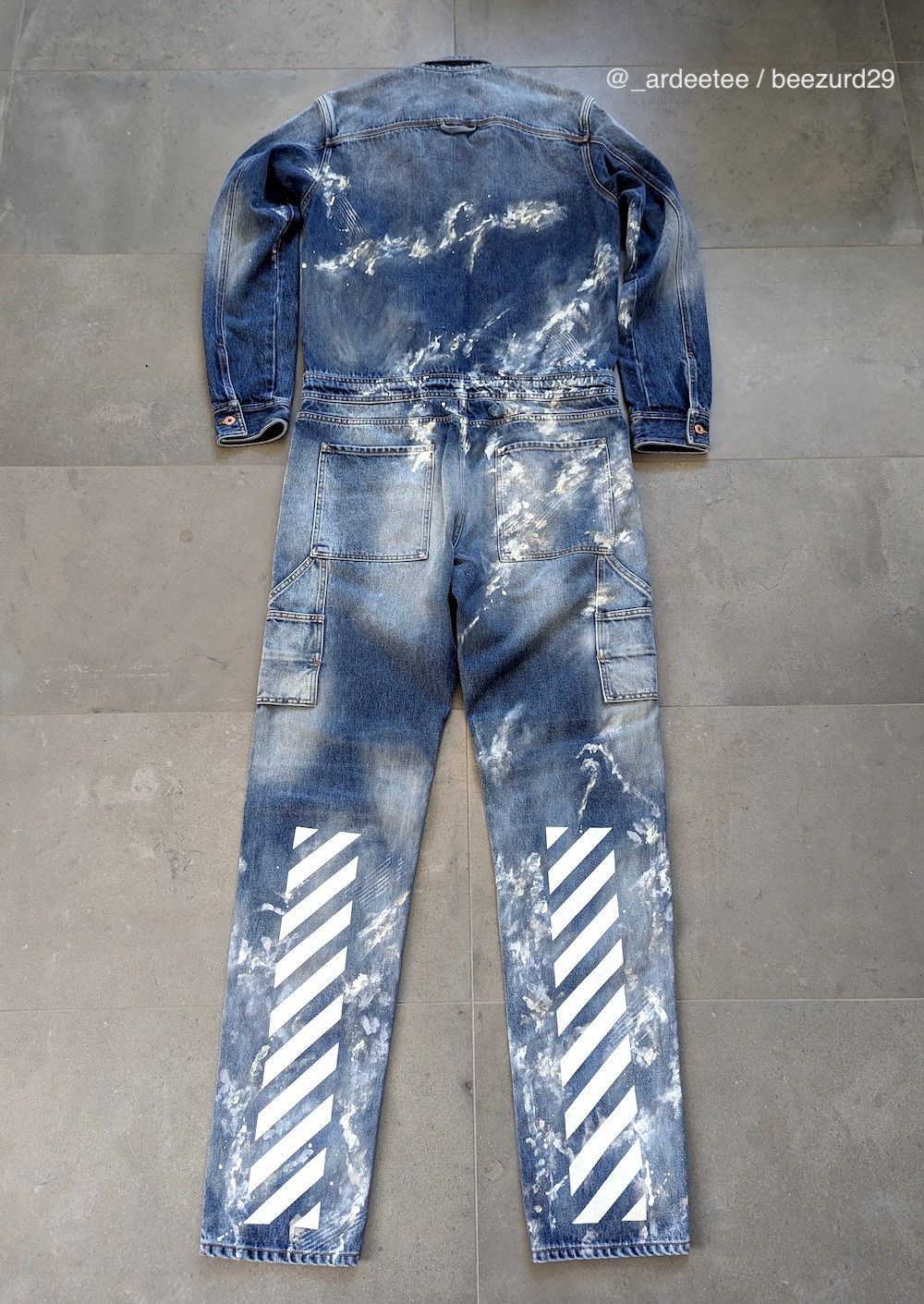 Off-White *NEW* VIRGIL ABLOH SS16 PAINTED CARPENTER DENIM JUMPSUIT Size US 32 / EU 48 - 6 Thumbnail