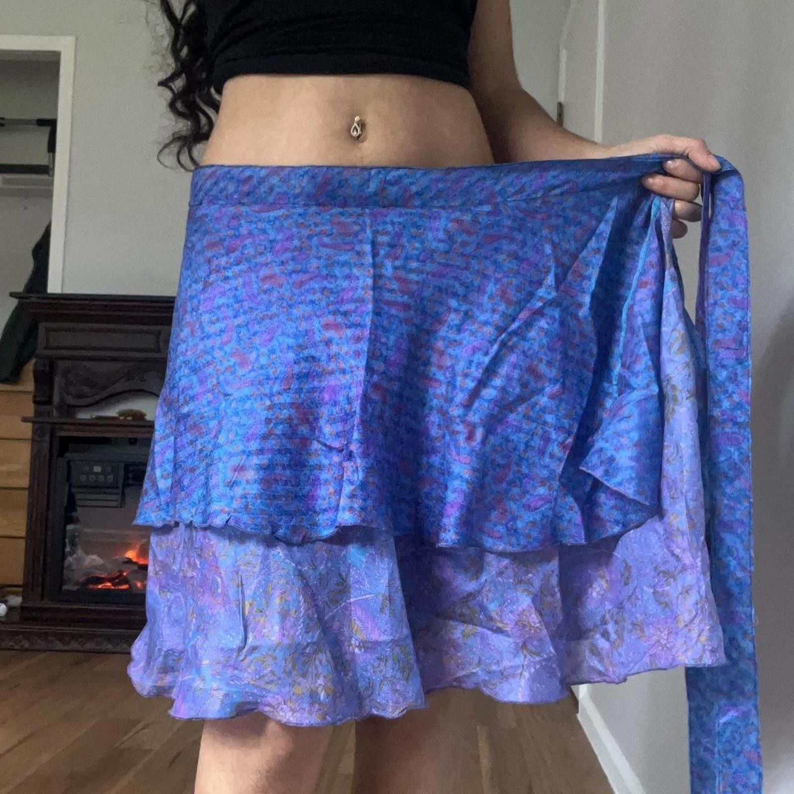 Other Blue and purple wrap skirt with tie waist #festival #raver Size 30" / US 8 / IT 44 - 3 Thumbnail
