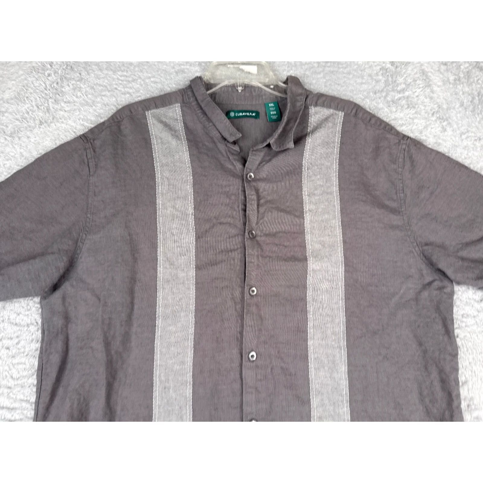 Cubavera Cubavera Shirt 2XL Gray Button-Up Short Sleeve Collared Aloha Beach Hawaiian Vacation Resort Cotton Blend Men’s Size US XXL / EU 58 / 5 - 4 Thumbnail