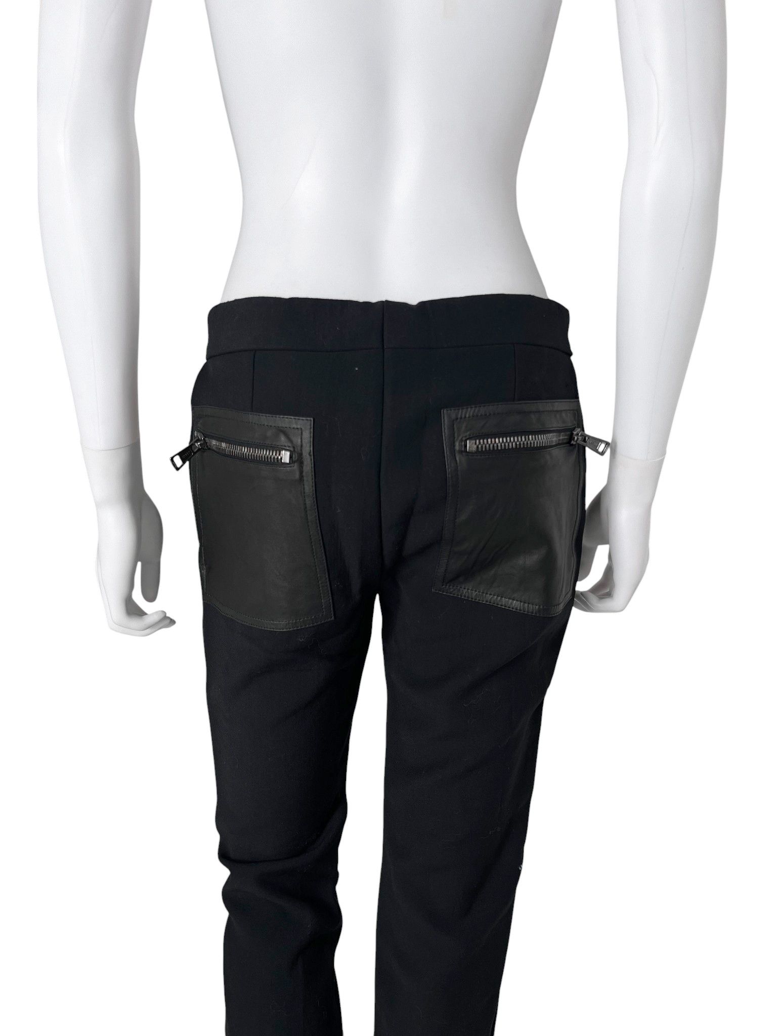 Gucci by Tom Ford F/W 2001 Black Wool Leather Patched Zipped Pants Size 28" / US 6 / IT 42 - 10 Thumbnail