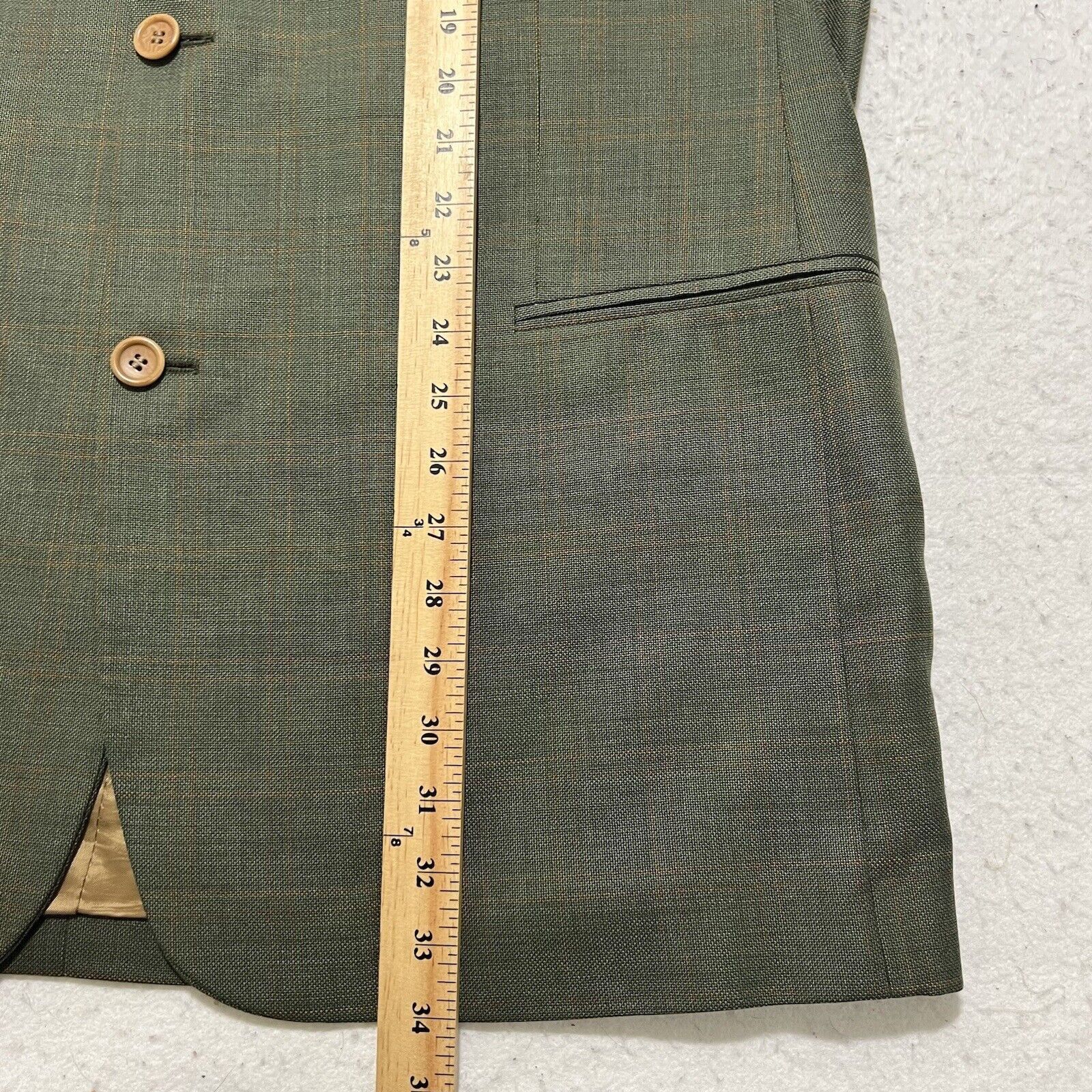 Other Cavelli Wool Windowpane Green Suit Jacket Carlanda Italy Size 46L - 12 Thumbnail