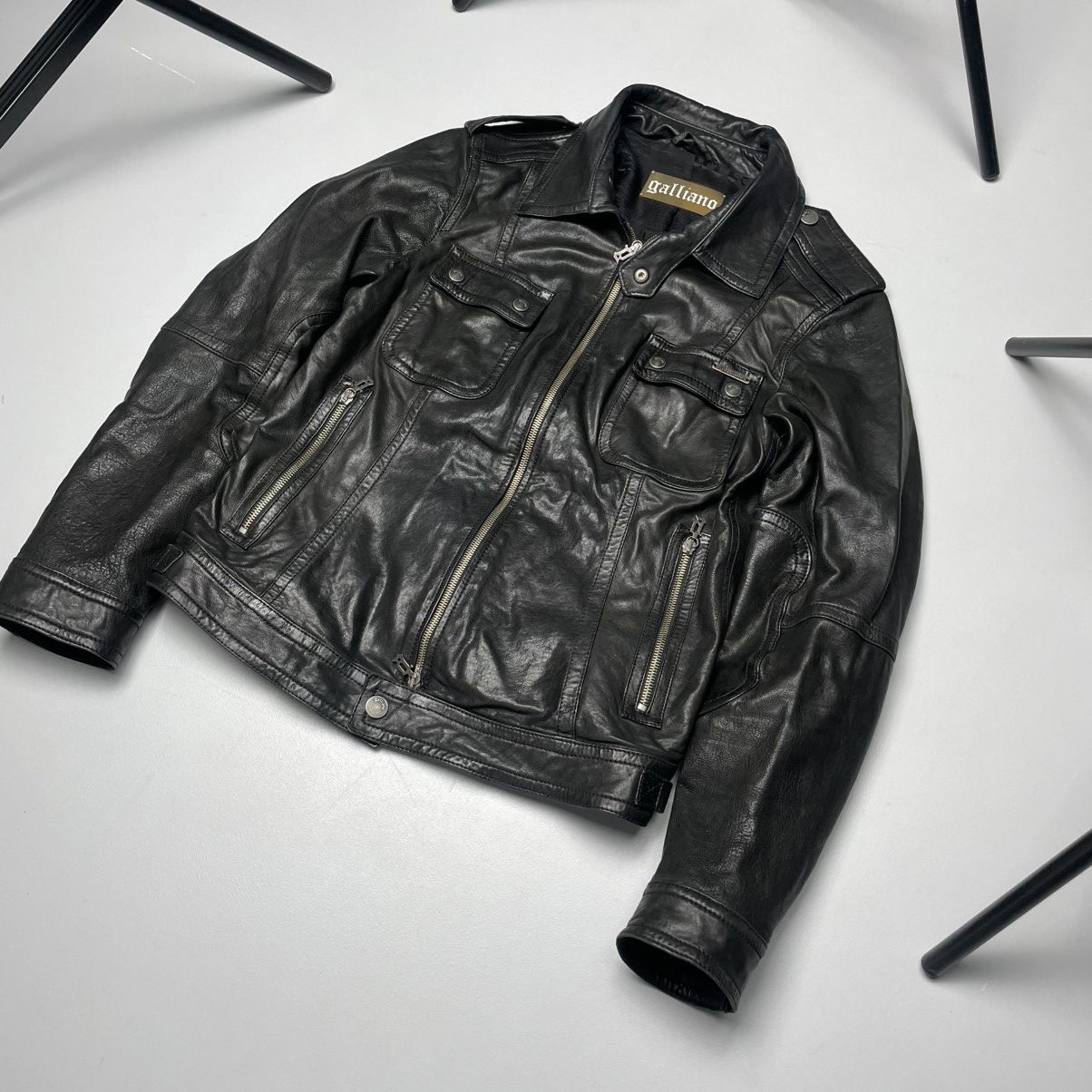 John Galliano John Galliano Military Leather Jacket-Distressed Black Size US S / EU 44-46 / 1 - 3 Thumbnail