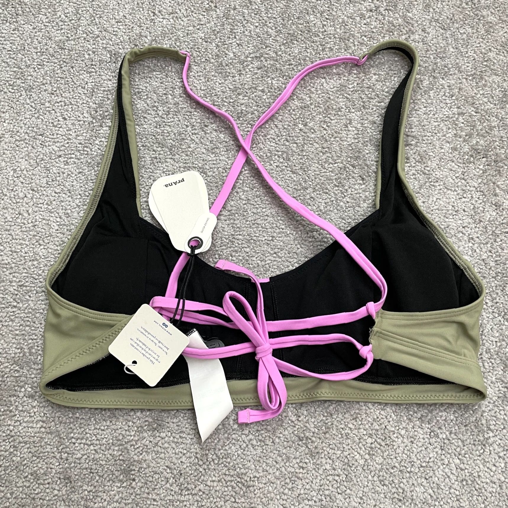 Prana Prana Swim Top Womens Sz L Colorblock Multi Black Lace Back Athletic NWT Size L / US 10 / IT 46 - 2 Thumbnail