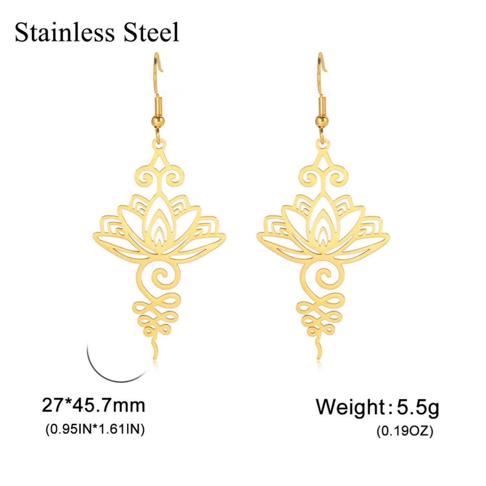 Other Goldtone Stainless Steel Lotus Earrings | Spiritual Zen New Size ONE SIZE - 4 Thumbnail