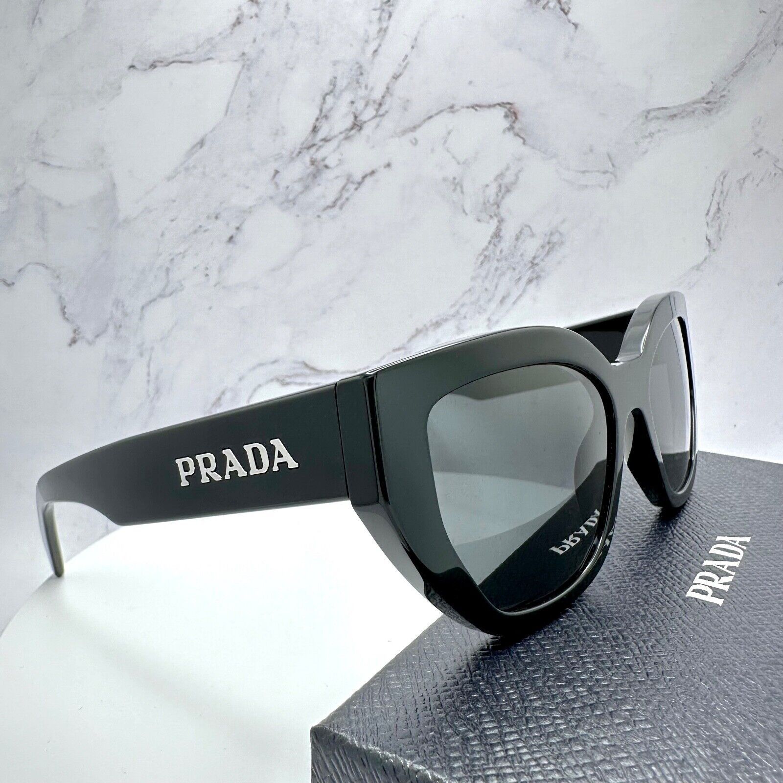 Prada New Prada Sunglasses Black Butterfly Cat Eye Spelled Logo Size ONE SIZE - 2 Thumbnail