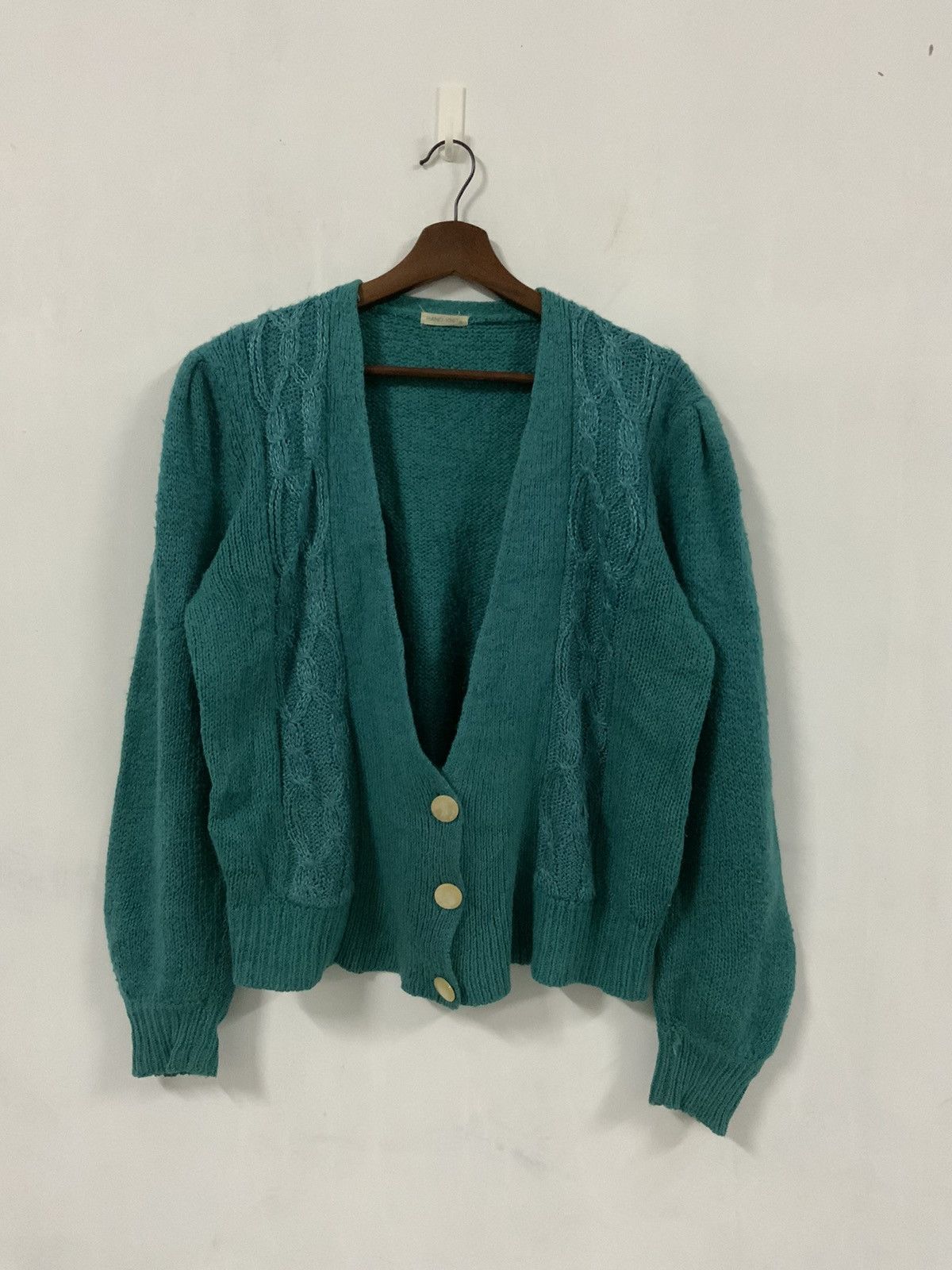 Japanese Brand Hand Knit Turquoises Handmade Knitwear Size US M / EU 48-50 / 2 - 1 Thumbnail