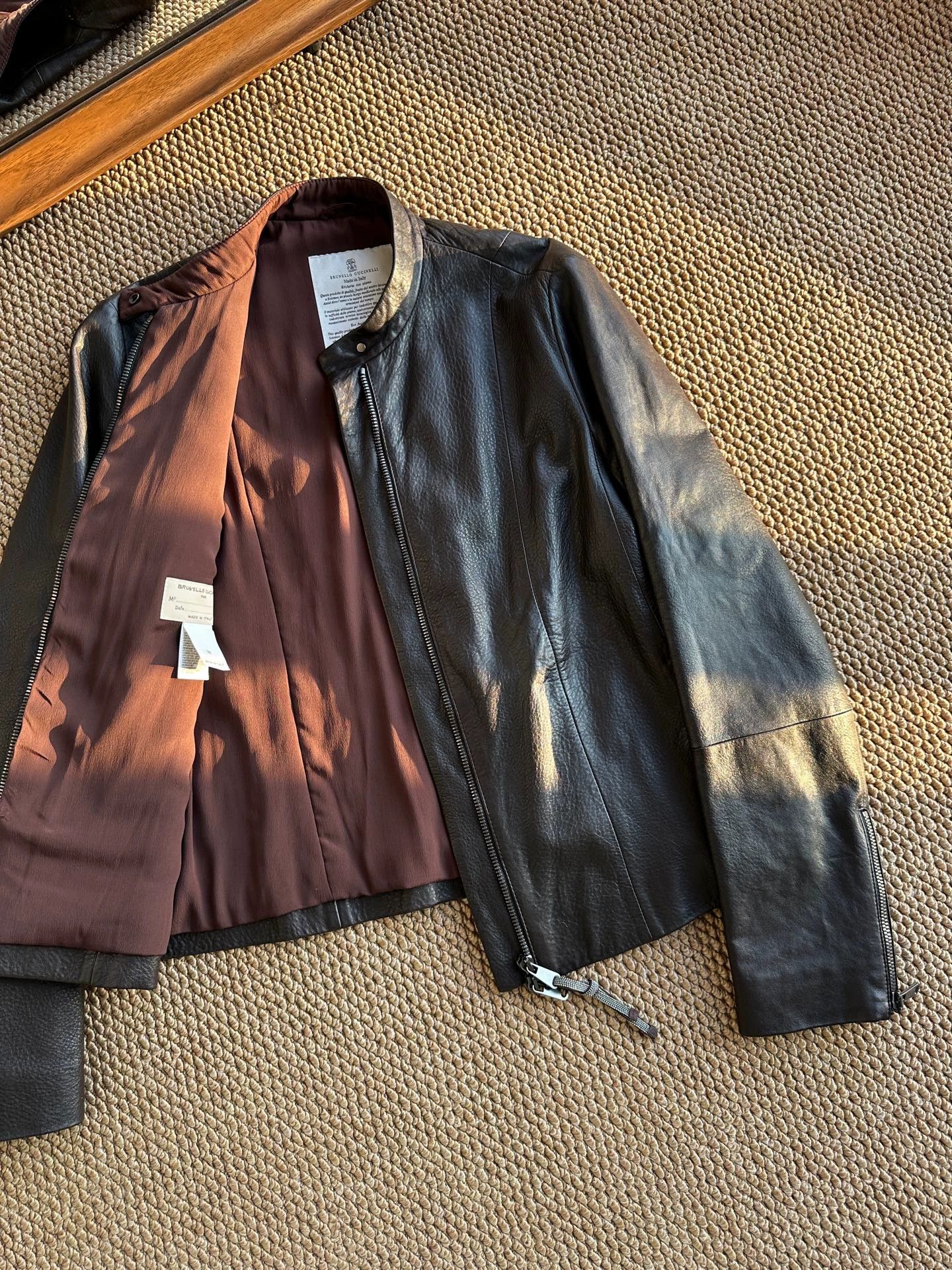 Brunello Cucinelli BC leather fitted short jacket women's black Size S / US 4 / IT 40 - 1 Thumbnail