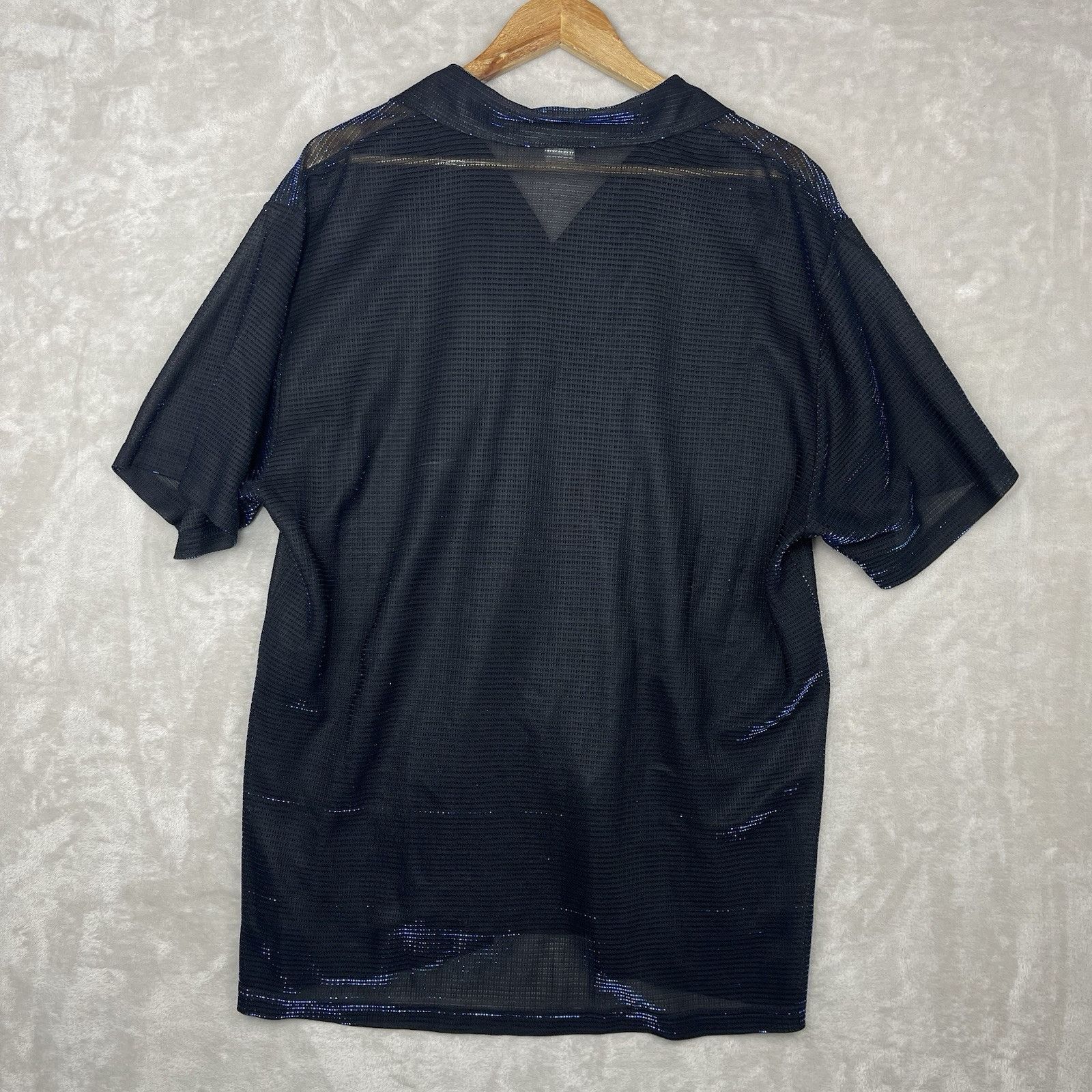 Other Vtg Club YMLA Metallic Blue Mesh Shirt Men's Large CyberGoth Size US L / EU 52-54 / 3 - 7 Thumbnail