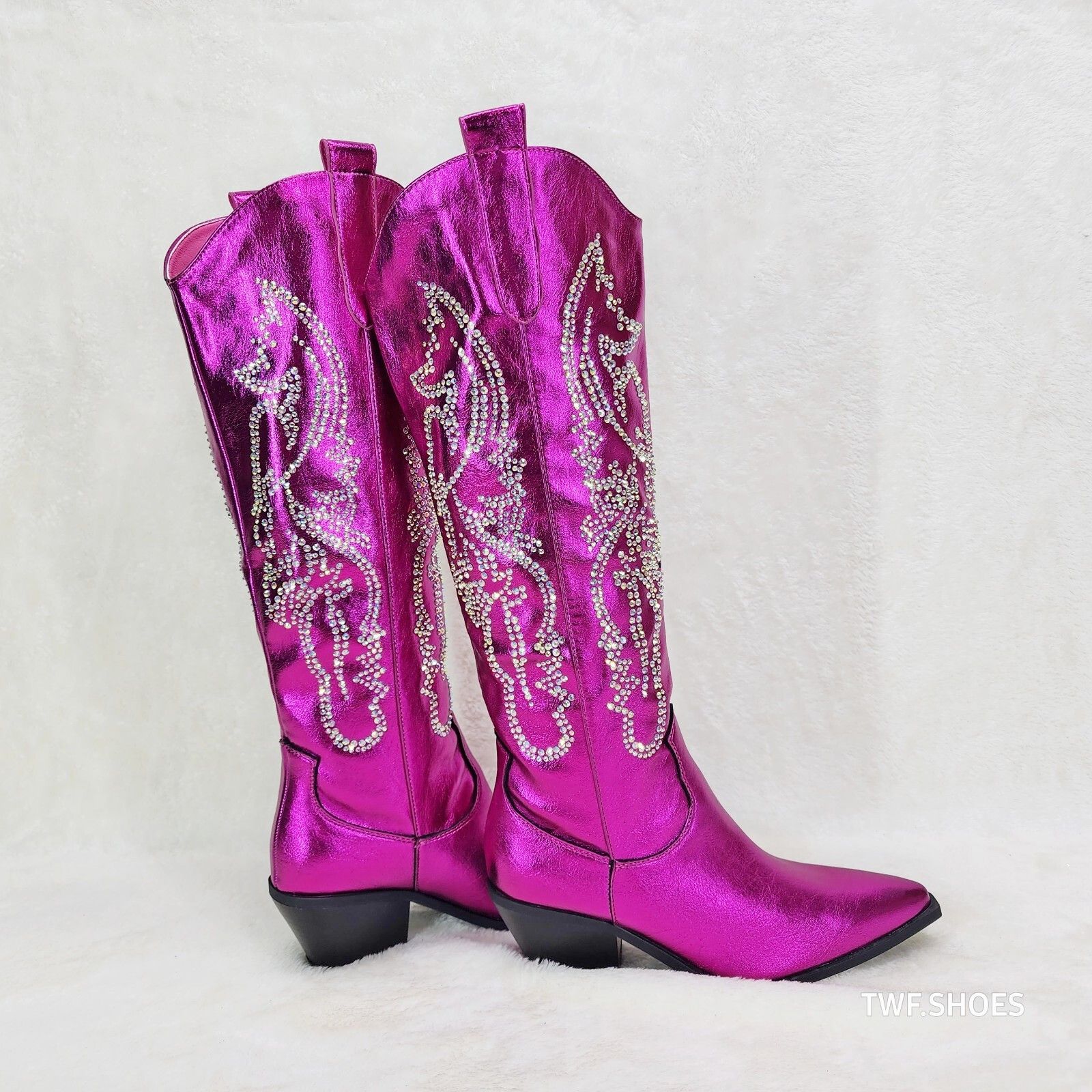 Other Razzle Metallic Pink Fuchsia Country Western Cowgirl Knee Bo Size US 6.5 / IT 36.5 - 4 Thumbnail