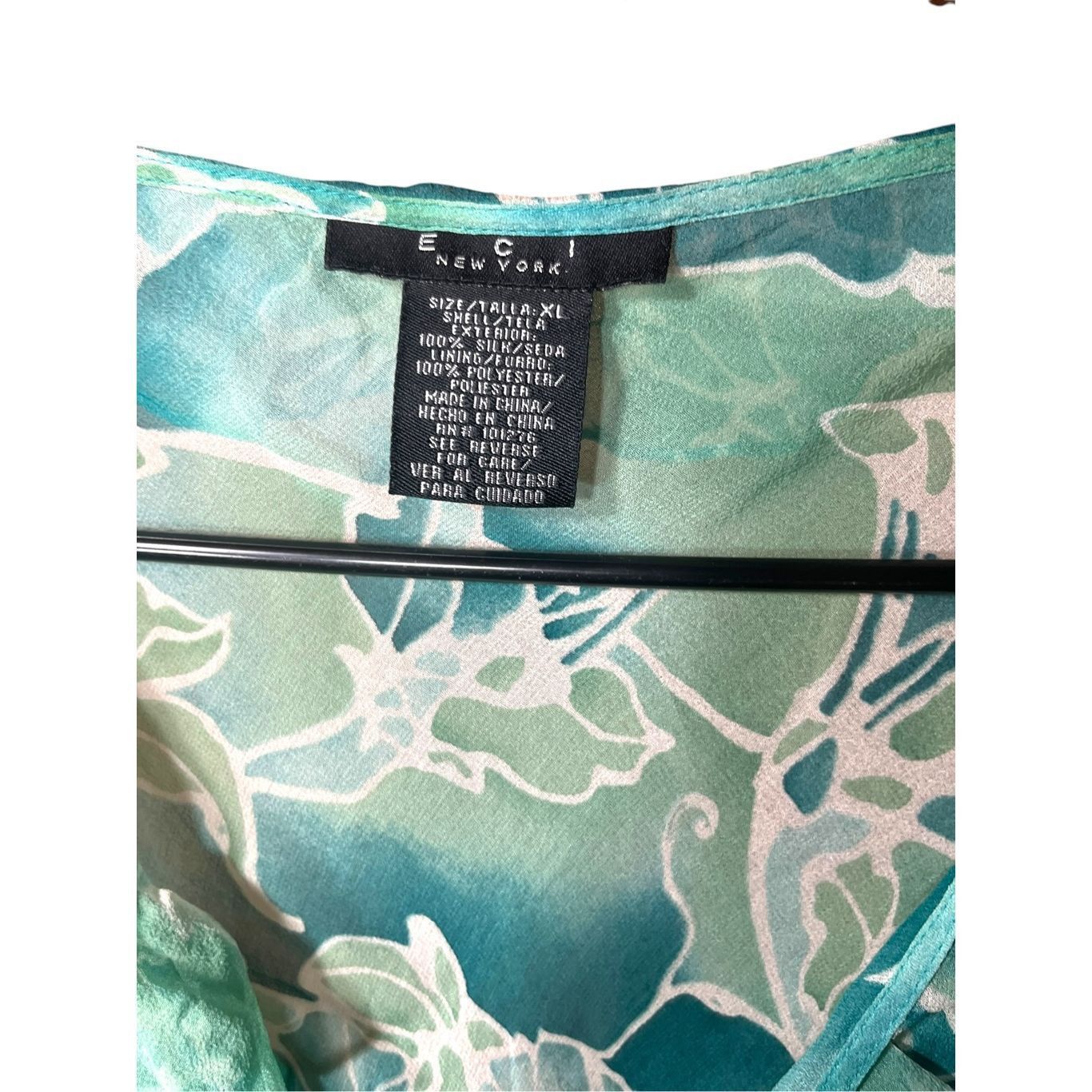 Other Vintage Y2K ECI New York Blue Floral Print Silk Chiffon Ruff Size XL / US 12-14 / IT 48-50 - 7 Thumbnail