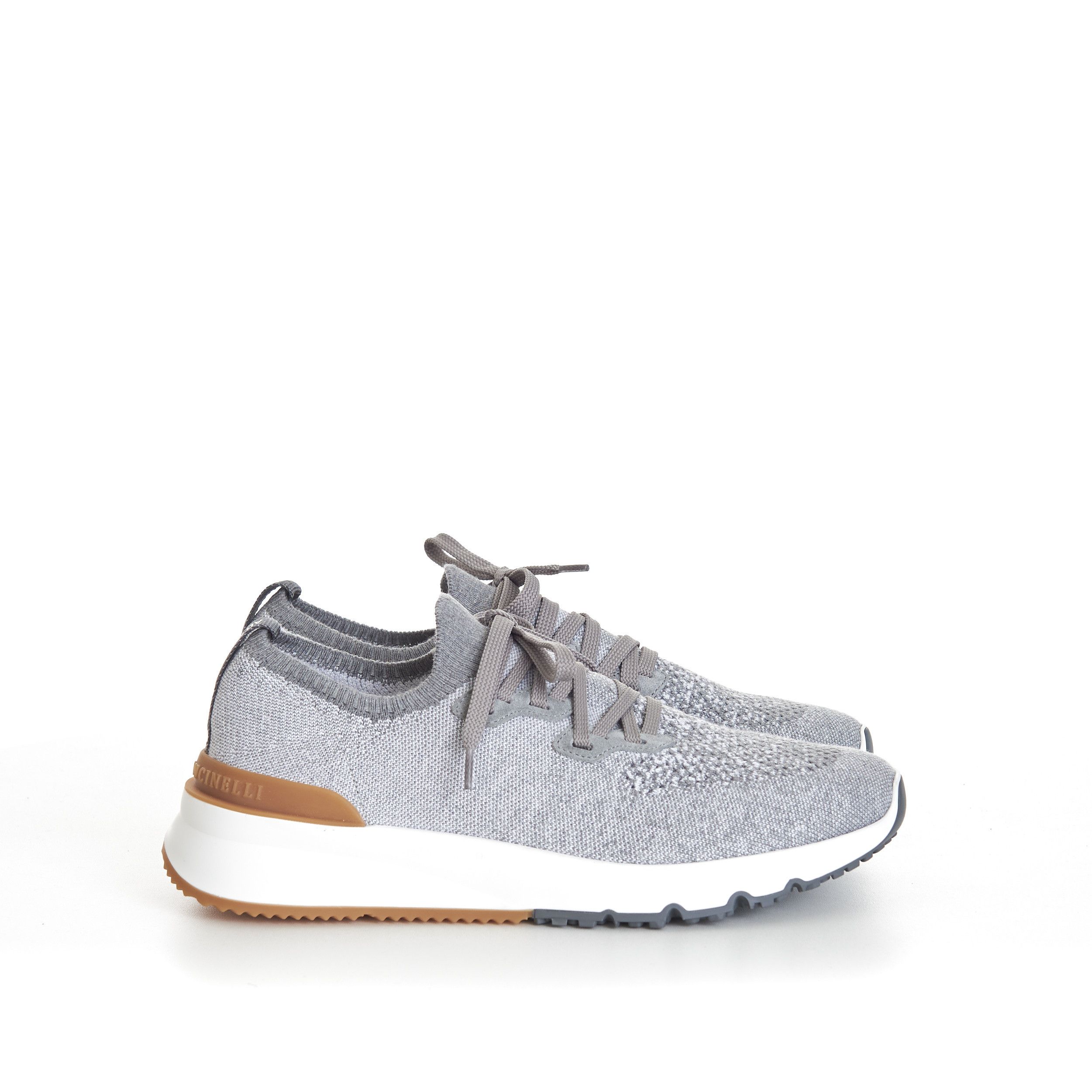 Brunello Cucinelli Grey Low Top Cotton Chiné Knit Runners Size US 13 / EU 46 - 8 Thumbnail