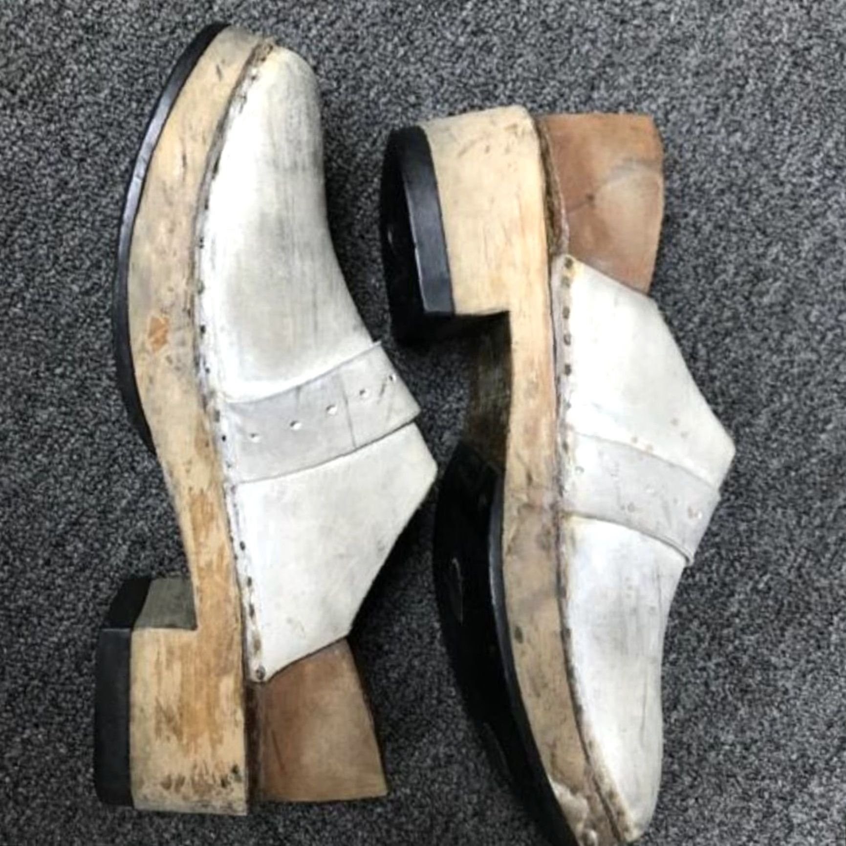 Vintage VINTAGE Handmade Clog Mule Women Leather White Brown Goodyear Soles 7 Accessories Size US 7 / IT 37 - 2 Thumbnail