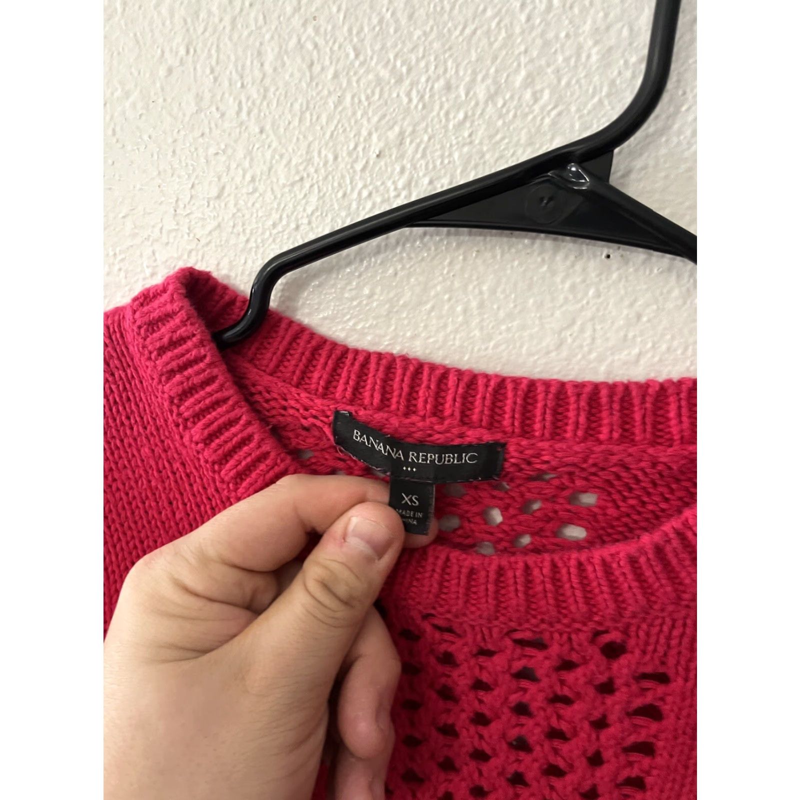 Banana Republic Banana Republic Sweater Womens XS Pink Open Knit Pullover Long Sleeve Crew Neck Casual Knitwear Lightweight Pattern: Solid Size XS / US 0-2 / IT 36-38 - 2 Thumbnail