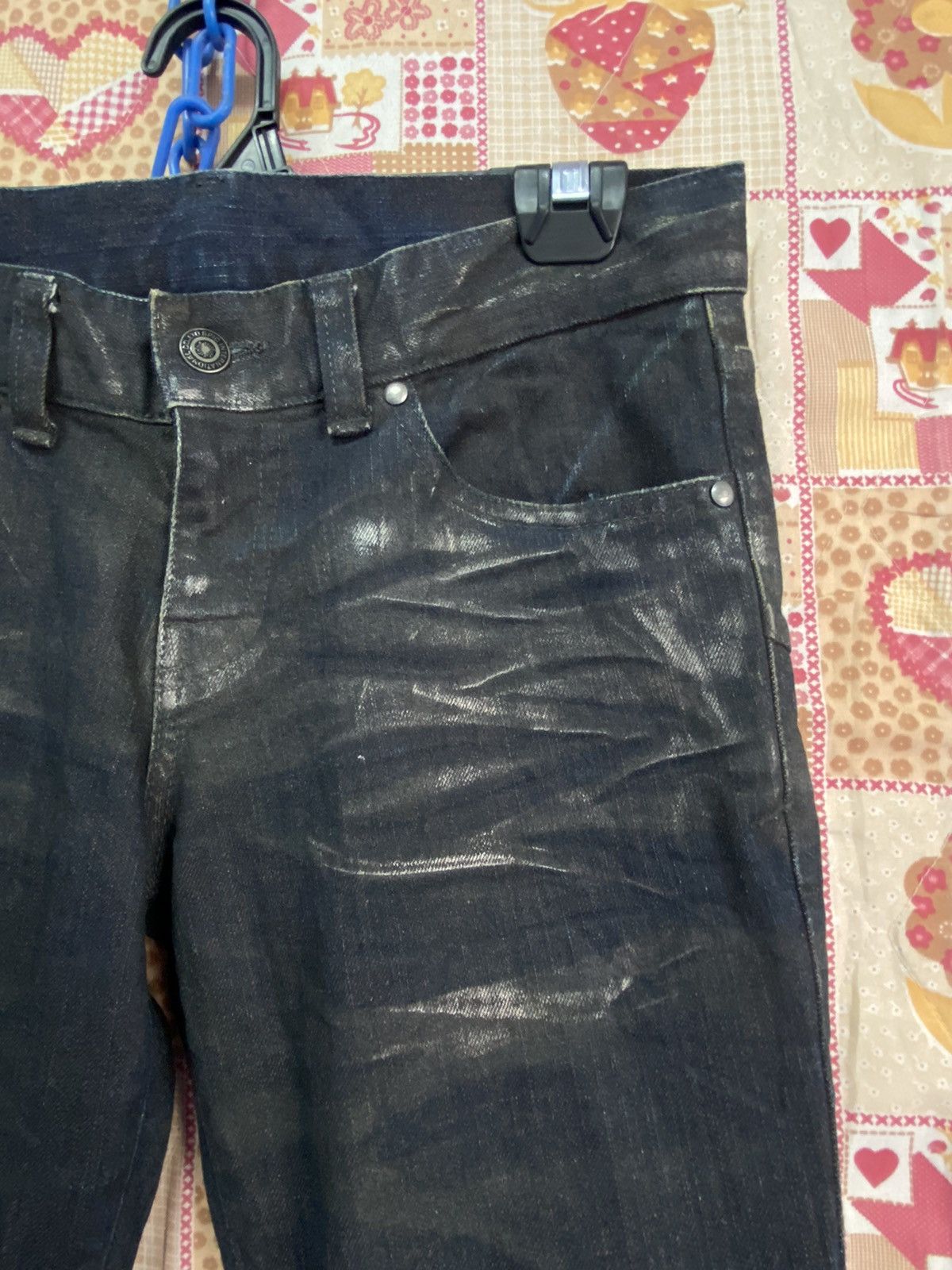 Tornado Mart Tornado Mart Lace Up Denim Black Oilcloth Flare Boot Cut Size US 29 - 11 Thumbnail