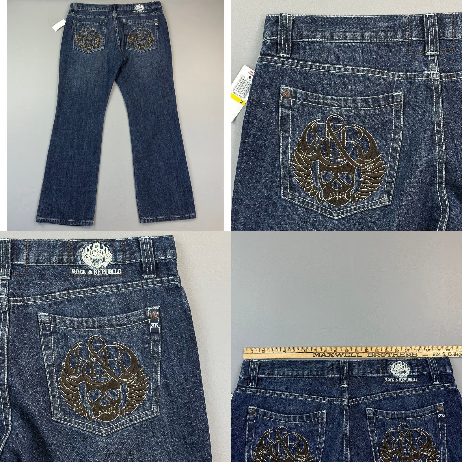 Vintage Vintage Rock & Republic Jeans Mens 40x32 Dark Wash USA Made Y2K Kiedis Skull Rock & Republic Jeans Mens 40x32 Dark Wash USA Made Y2K Size US 40 / EU 56 - 10 Thumbnail