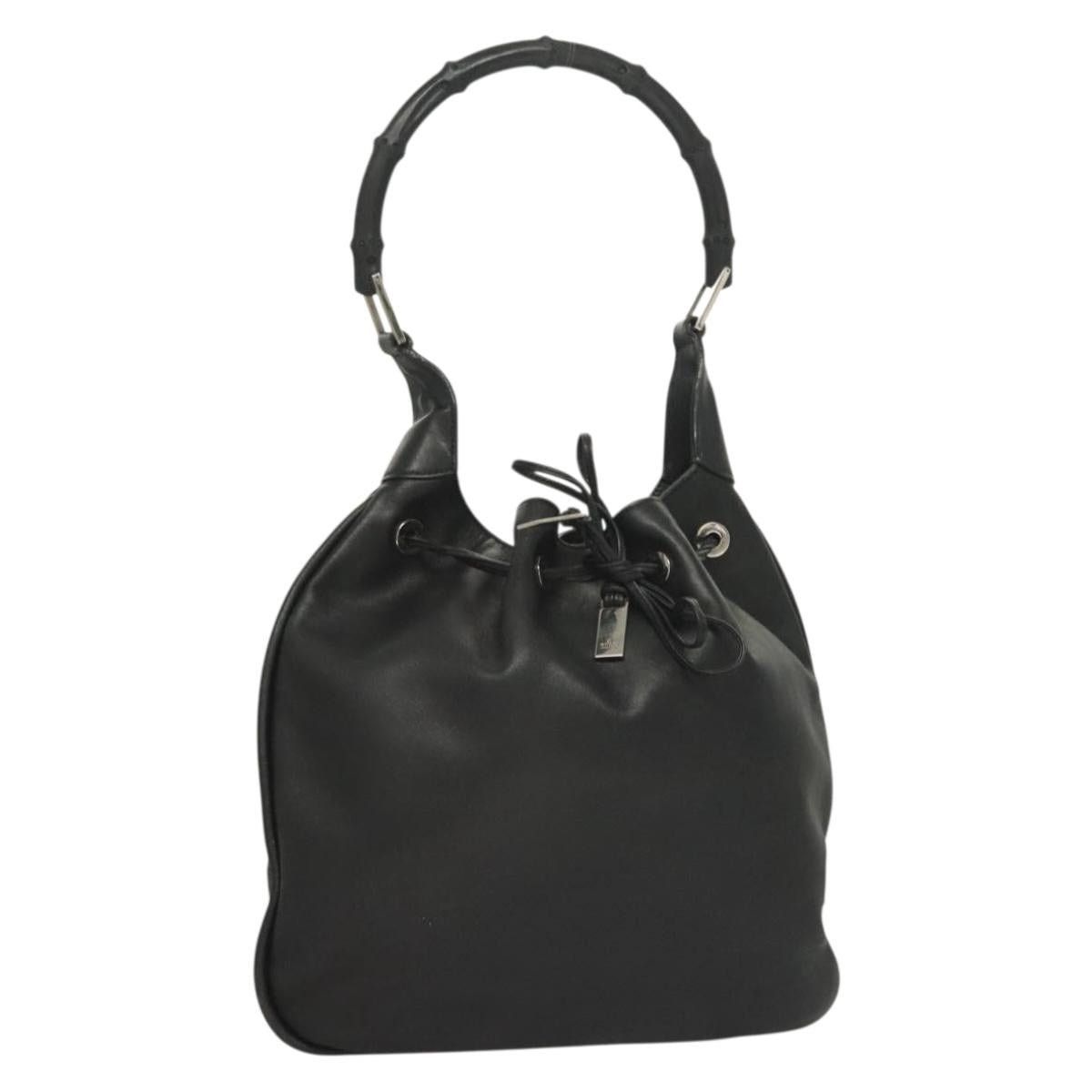 Gucci GUCCI Bamboo Shoulder Bag Leather Black Silver 0014033 Size ONE SIZE - 1 Thumbnail