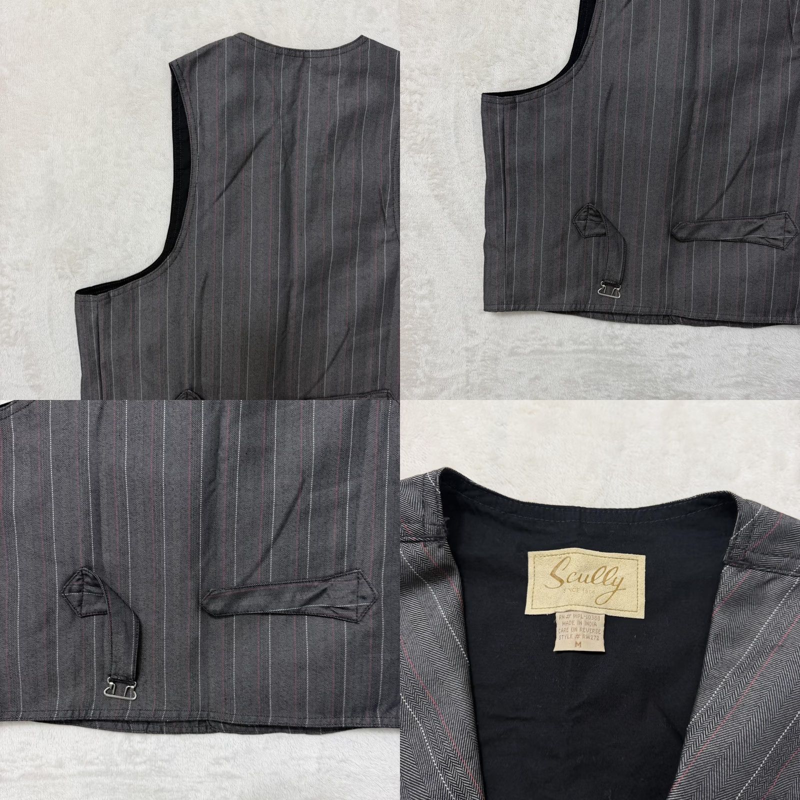Scully Scully Vest Mens M Gray Pinstripe Waistcoat Suit Western Notch Lapel Dress Formal Business 3 Piece Boys? Womens? Size US M / EU 48-50 / 2 - 9 Thumbnail