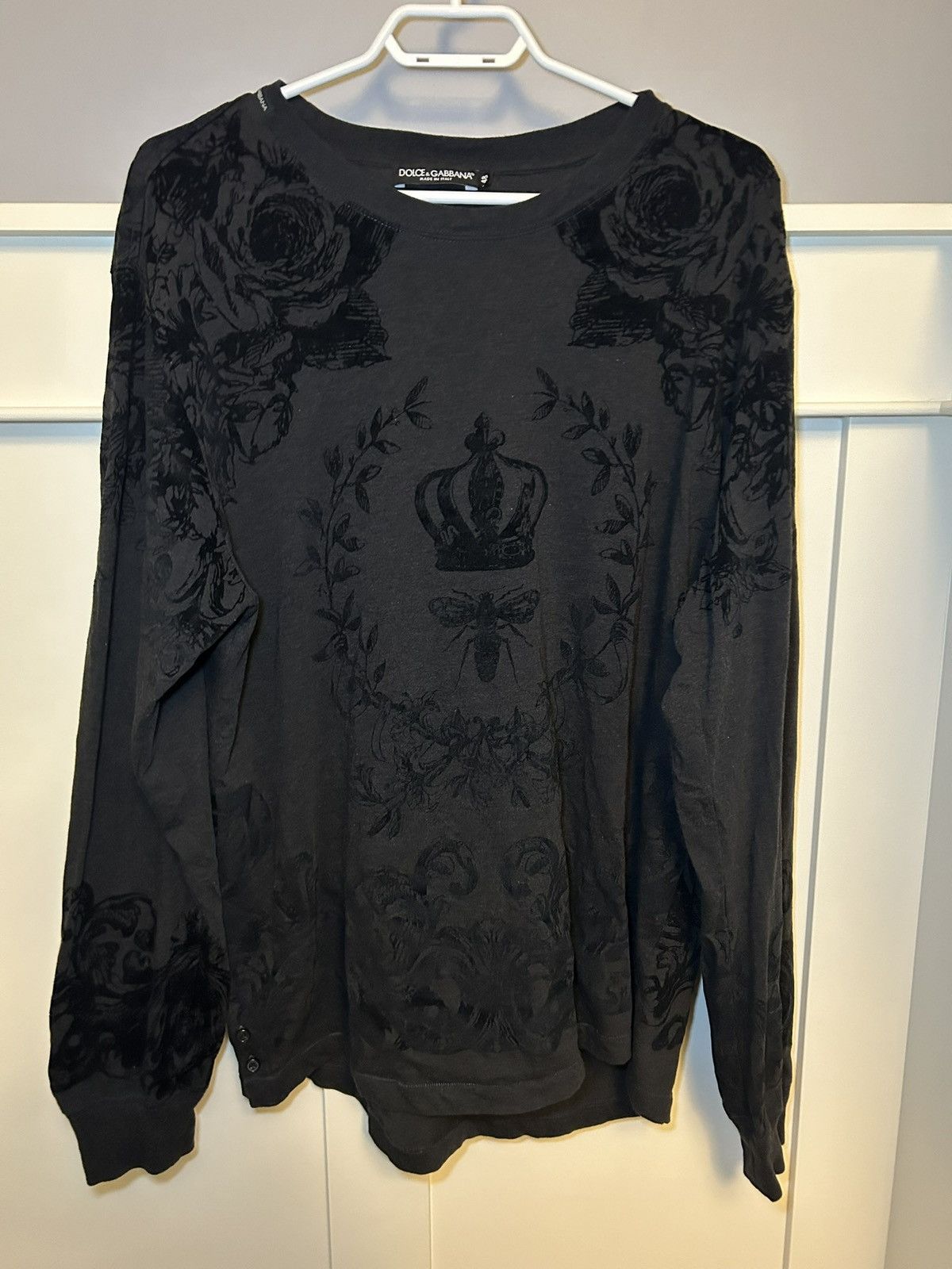 Dolce & Gabbana Vintage Dolce & Gabbana floral velvet print longsleeve shirt Size US XL / EU 56 / 4 - 1 Thumbnail