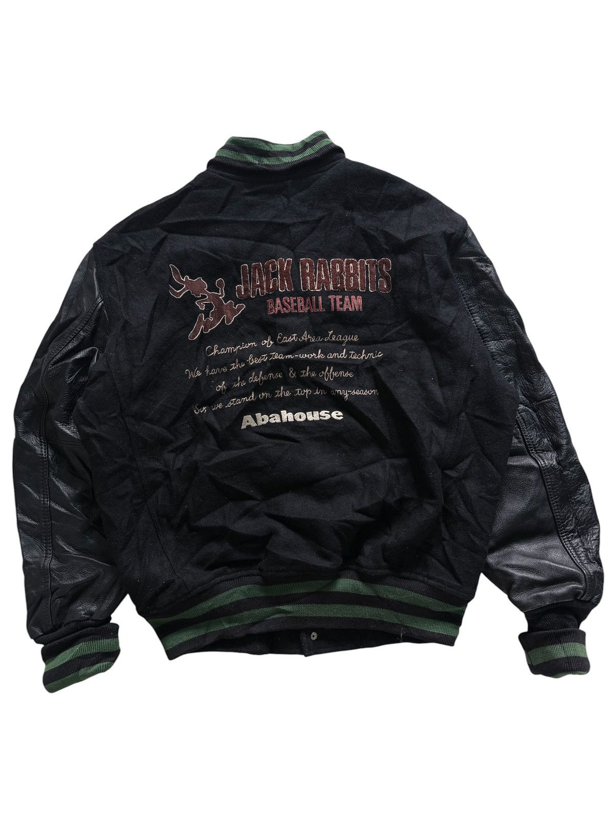 Japanese Brand Vintage 80s 90s Abahouse Leather Sleeve Varsity Jacket Size US L / EU 52-54 / 3 - 2 Thumbnail