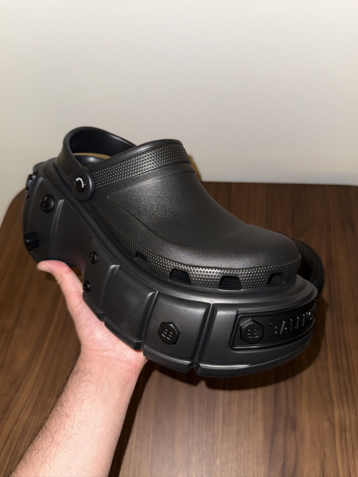 Balenciaga × Crocs Balenciaga Hardcrocs Black on Black Size US 11 / EU 44 - 11 Thumbnail