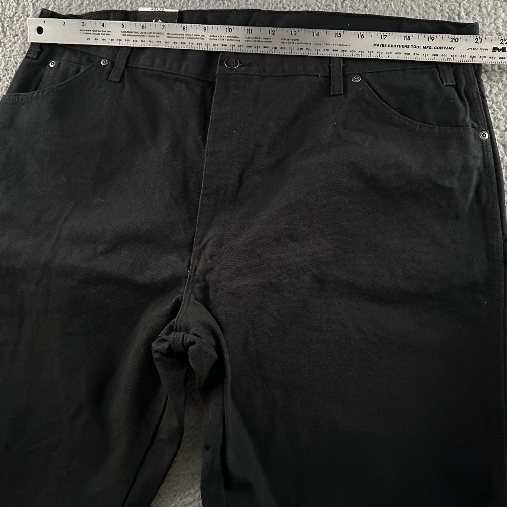 Dickies Dickies Jeans Mens Black 42x30 Carpenter Relaxed Fit Canvas Cotton Workwear Straight Pockets Size US 42 / EU 58 - 6 Thumbnail