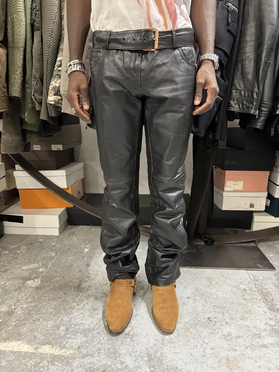 Jean Paul Gaultier 1990s Jean Paul Gaultier Black Belted Biker Leather Pants Size US 30 / EU 46 - 1 Thumbnail