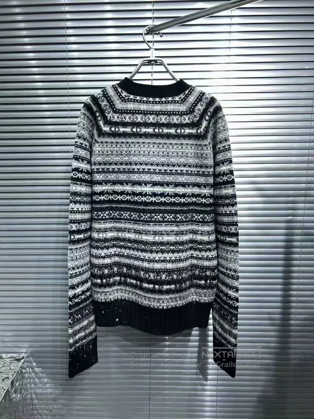 Dior dior gray striped sequined knit sweater. Size US M / EU 48-50 / 2 - 2 Thumbnail