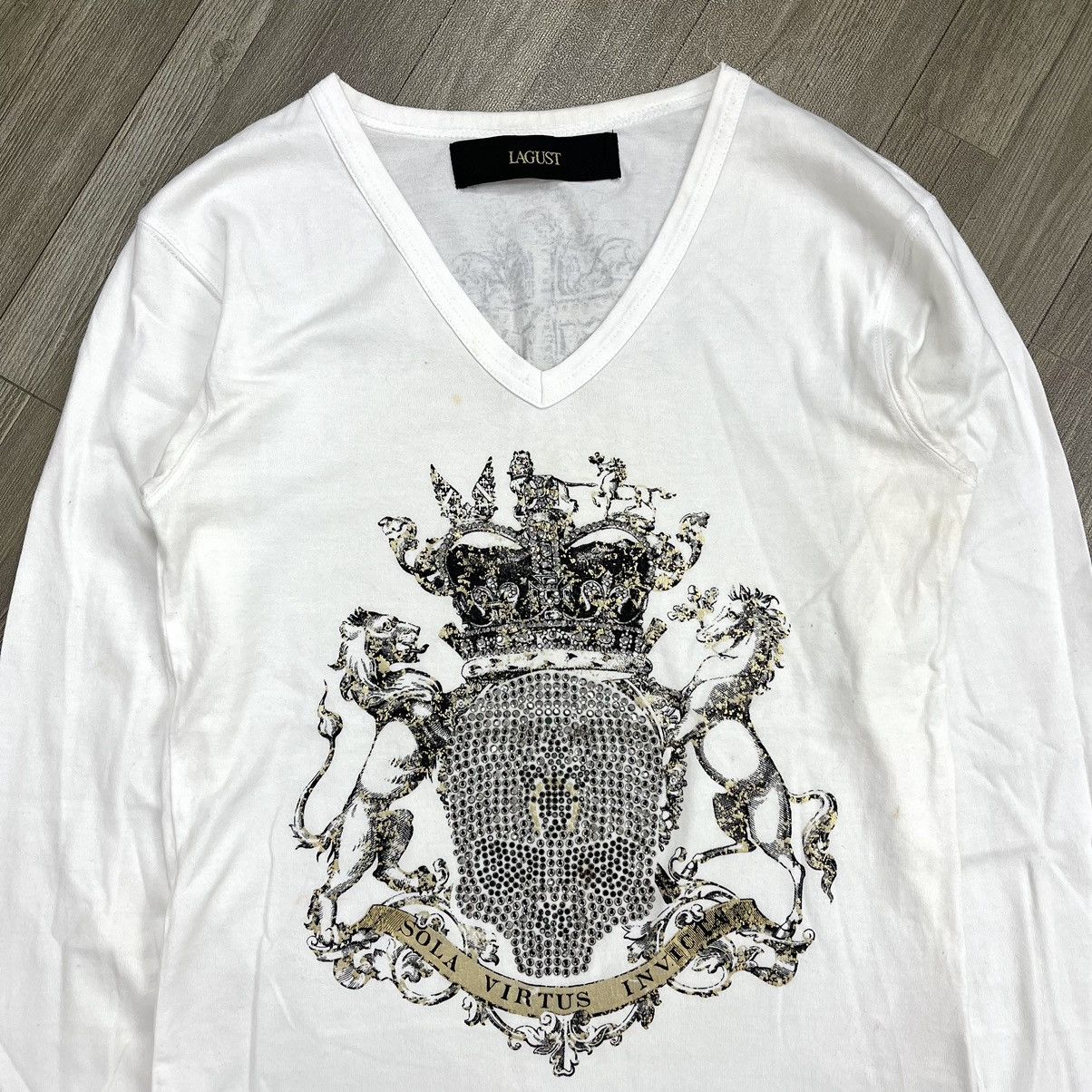 14th Addiction × If Six Was Nine × Le Grande Bleu (L.G.B.) Y2K Lagust Studed Poem Skull Punk Long Sleeve Ifsixwasnine Size US M / EU 48-50 / 2 - 2 Thumbnail