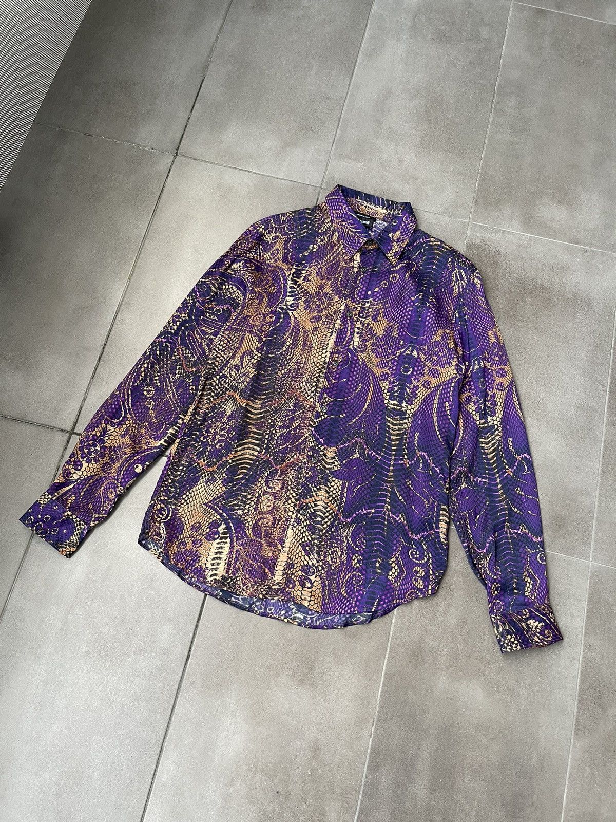 Just Cavalli !DS! FW22 Just Cavalli Animal Print Purple Pattern Shirt Size M / US 6-8 / IT 42-44 - 7 Thumbnail