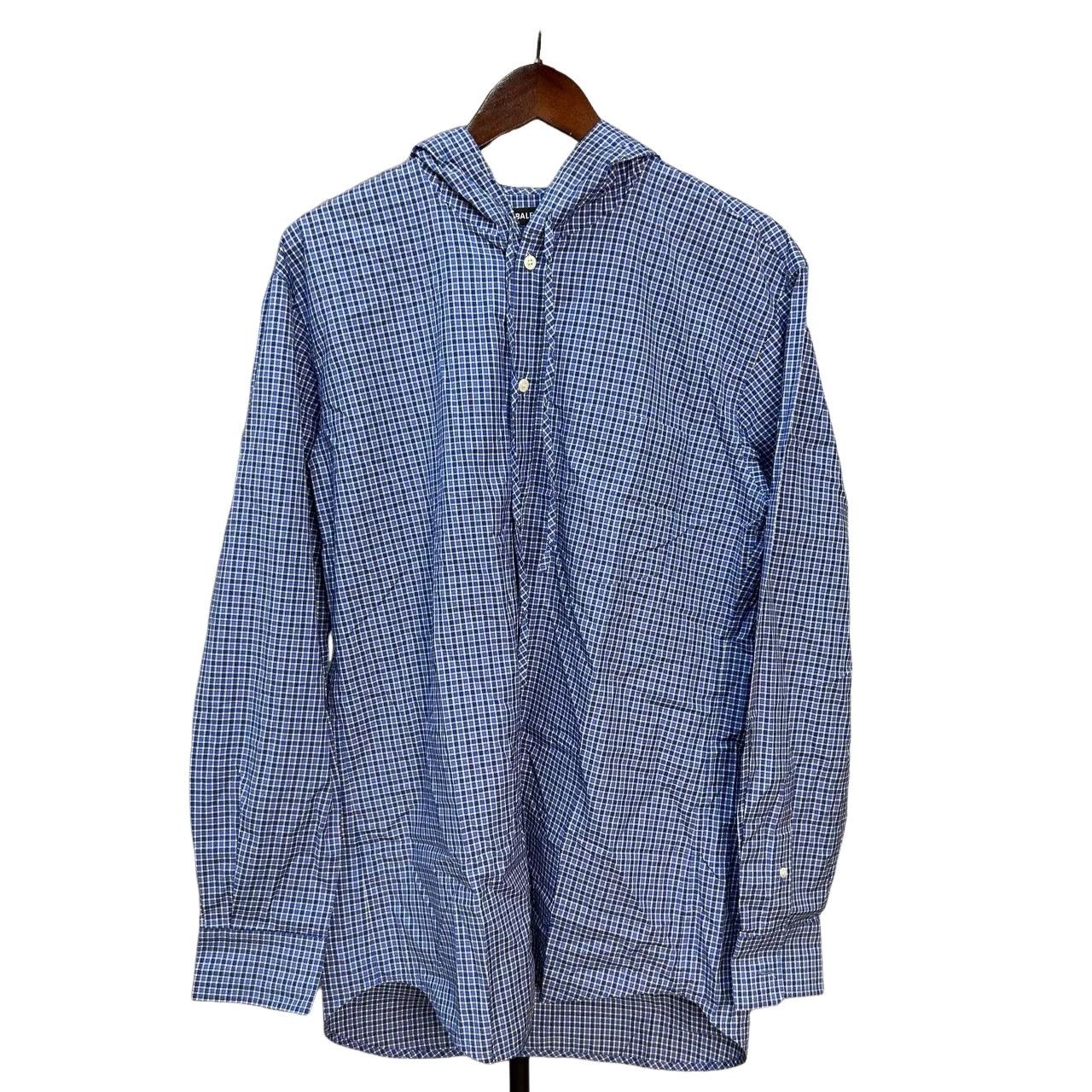 Balenciaga Balenciaga Blue Check Hooded Button Up Shirt Size S Size US S / EU 44-46 / 1 - 1 Thumbnail
