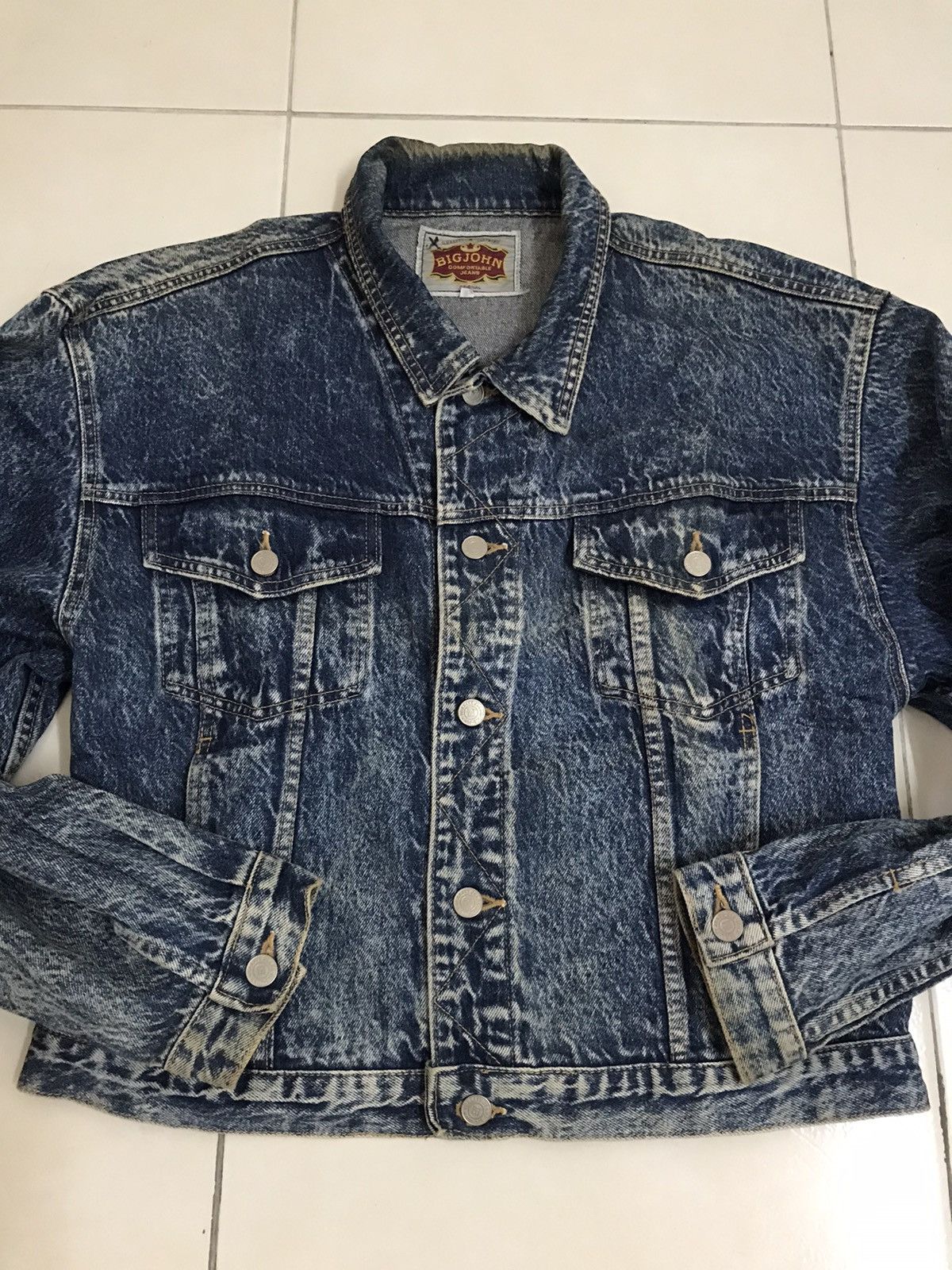 Big John × Vintage Vintage Big John Scoville Acid Wash Crop denim jacket Size US L / EU 52-54 / 3 - 1 Thumbnail