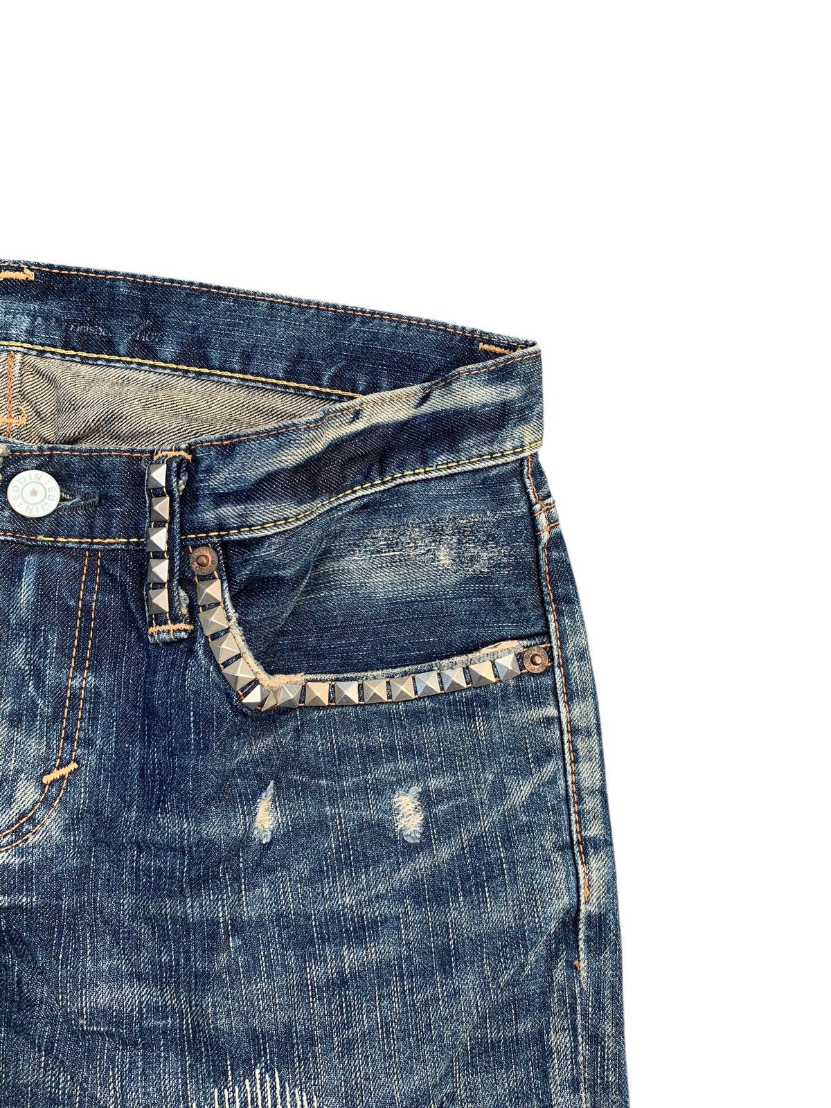 Tornado Mart RARE EDWIN STUDDED PUNK JAPANESE DISTRESSED DENIM Size US 31 - 10 Thumbnail