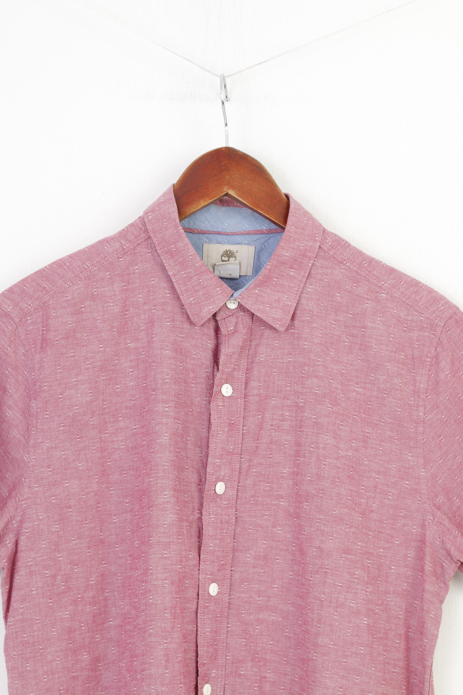 Timberland Timberland Men S Casual Shirt Pink Cotton Slim 10108 Size US S / EU 44-46 / 1 - 3 Thumbnail