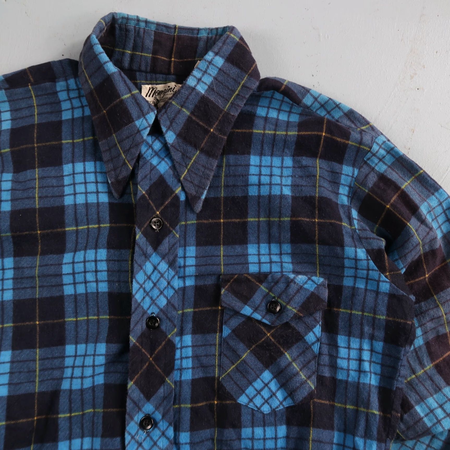 Vintage VTG 1970s Monzini by Monticello Blue Flannel Shirt L Rockabilly USA Men’s Button-Front Size US L / EU 52-54 / 3 - 7 Thumbnail