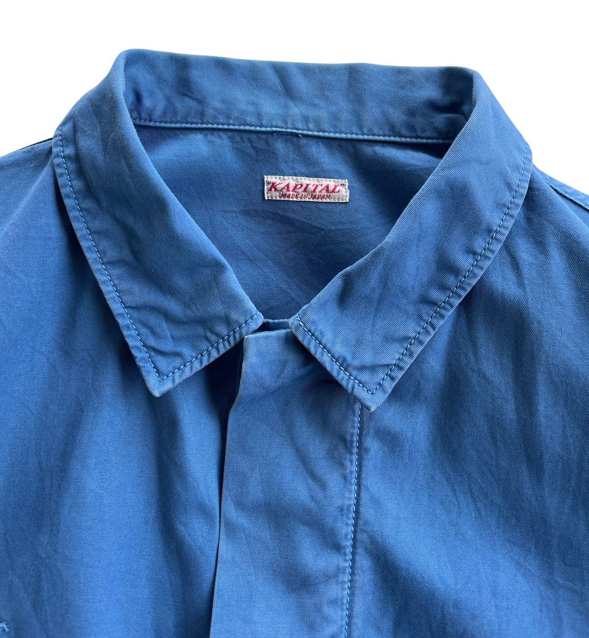Kapital Kapital Indigo Twill Spread Half Button Popover Shirt Size US XS / EU 42 / 0 - 5 Thumbnail