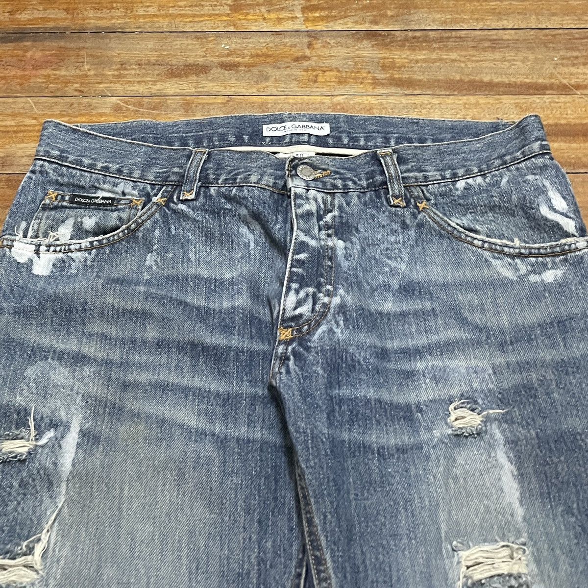 Dolce & Gabbana Very Rare Vintage Brand Dolce Gabbana Distressed Jeans 1990s Size US 35 - 3 Thumbnail