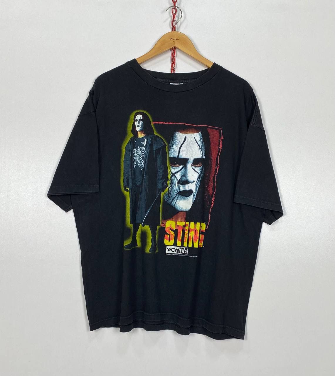 image of Made In USA x Vintage 1998 Sting Nwo World Champion Wrestling Tee in Black, Men's (Size XL)