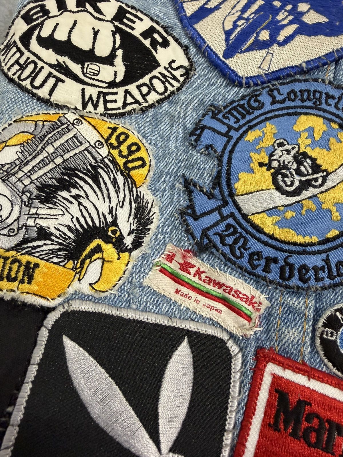 Vintage Biker Gang 80s 51States Cut Embroidered Studded Patched Vest Size US L / EU 52-54 / 3 - 23 Thumbnail