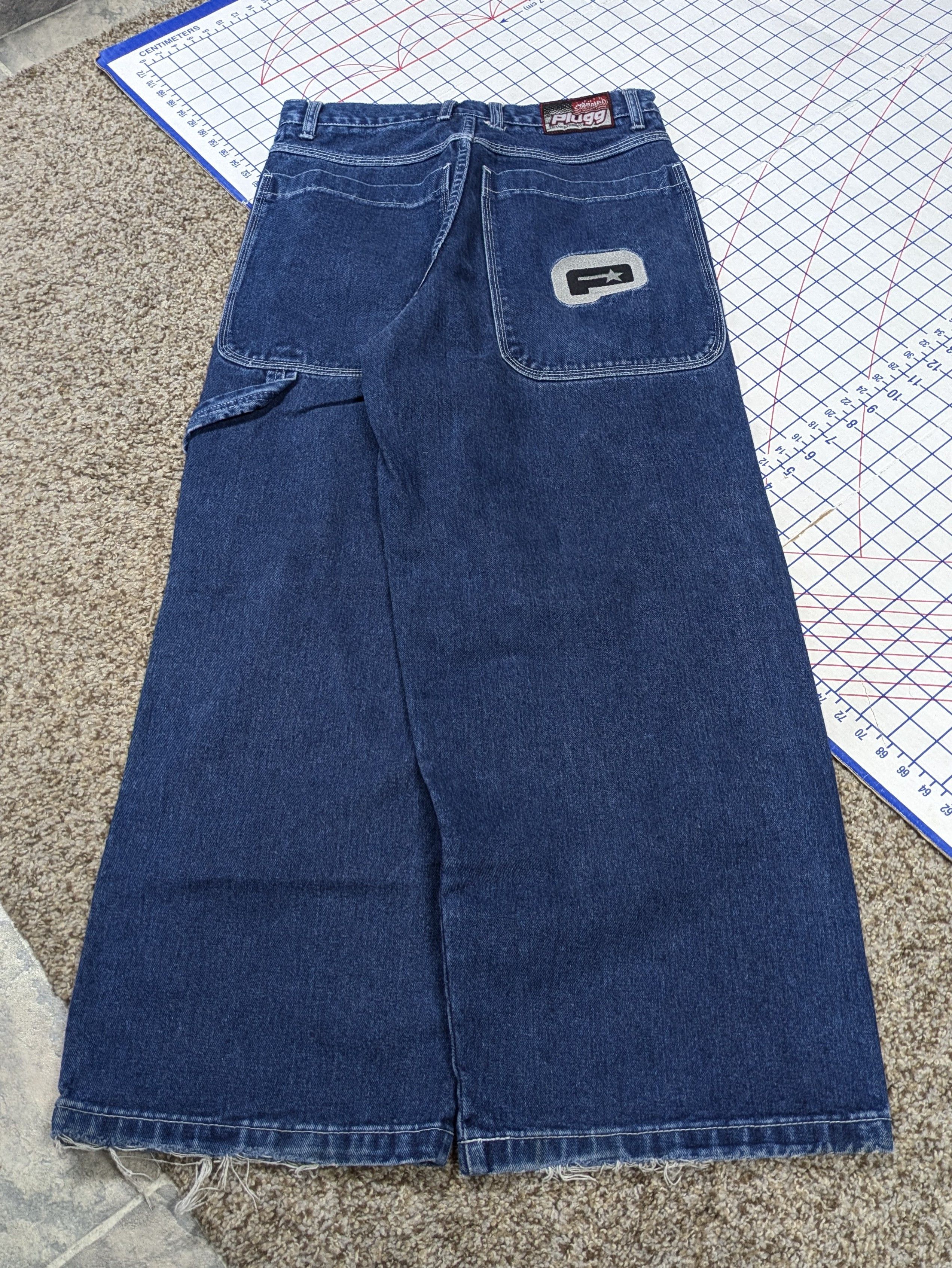 JNCO Plugg Reflective Stripe Baggy Wide Leg Raver Jeans Vintage Size US 31 - 3 Thumbnail