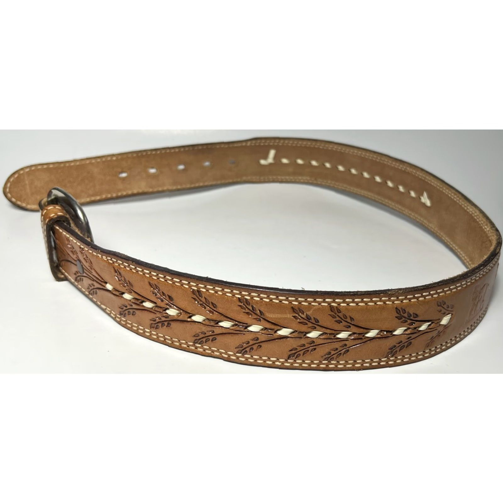 Vintage VINTAGE Western Belt Dundee Tooled Leather Cowboy Brown Belt Size 30 Unisex Adults Leather 34.75L Size 30 - 3 Thumbnail