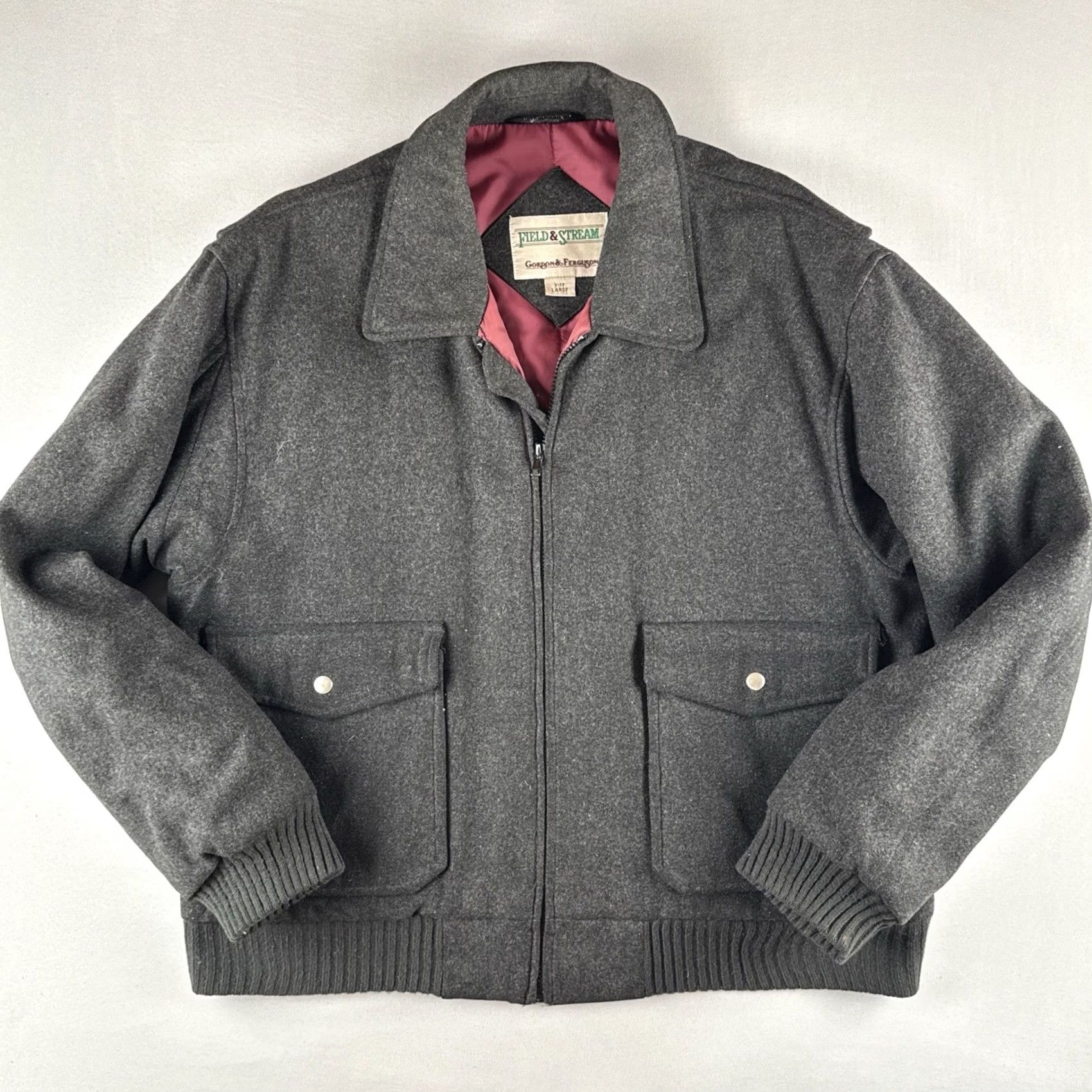 Vintage VINTAGE Field & Stream Wool Jacket Gray Hunting Workwear Zip Coat USA Large Mens Jacket Bomber 80s Classic Outdoor Size US L / EU 52-54 / 3 - 2 Thumbnail