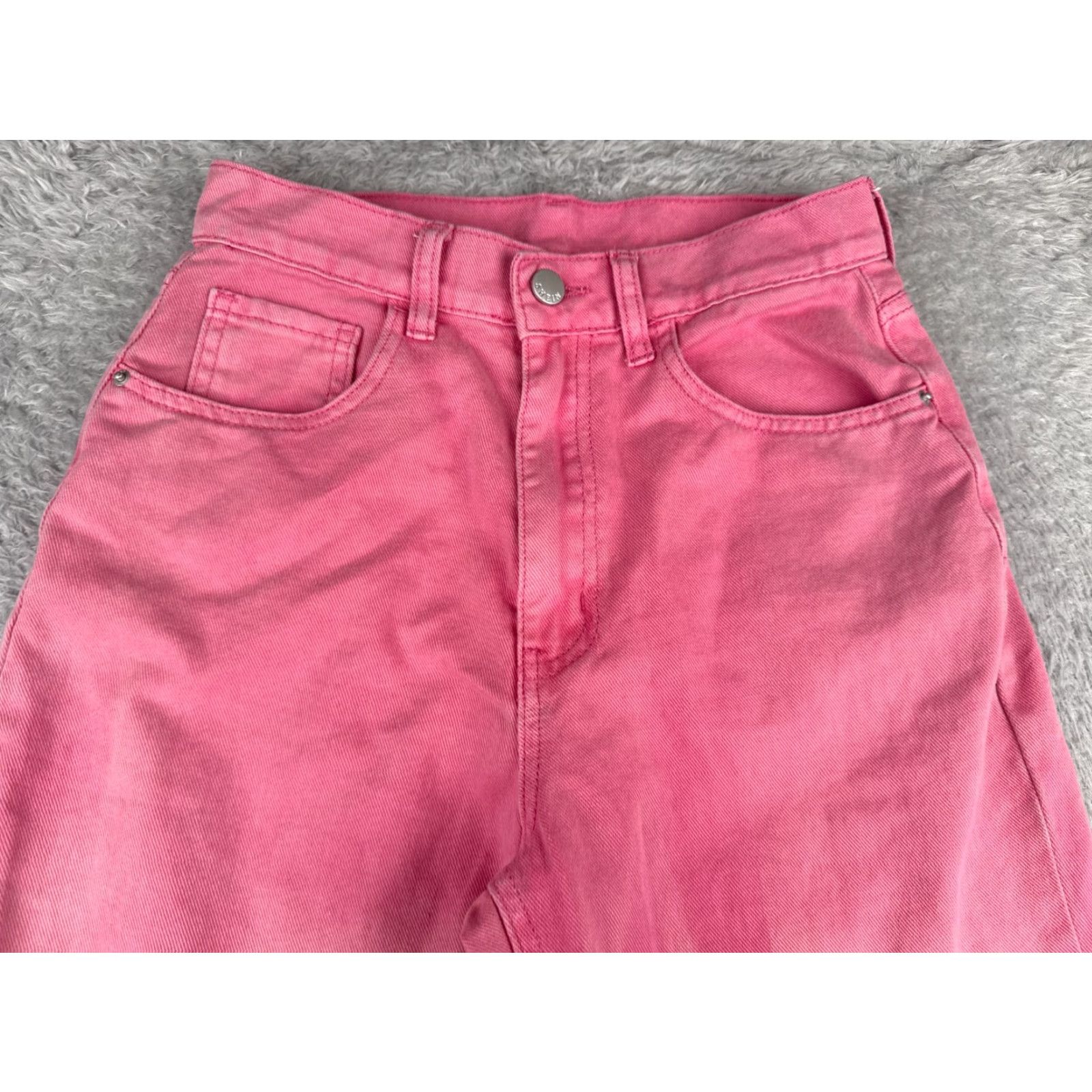 Shein Shein Jeans Women 27 Pink Wide-Leg High Rise Cotton Blend Raw Hem 27x32 Size 27" / US 4 / IT 40 - 4 Thumbnail