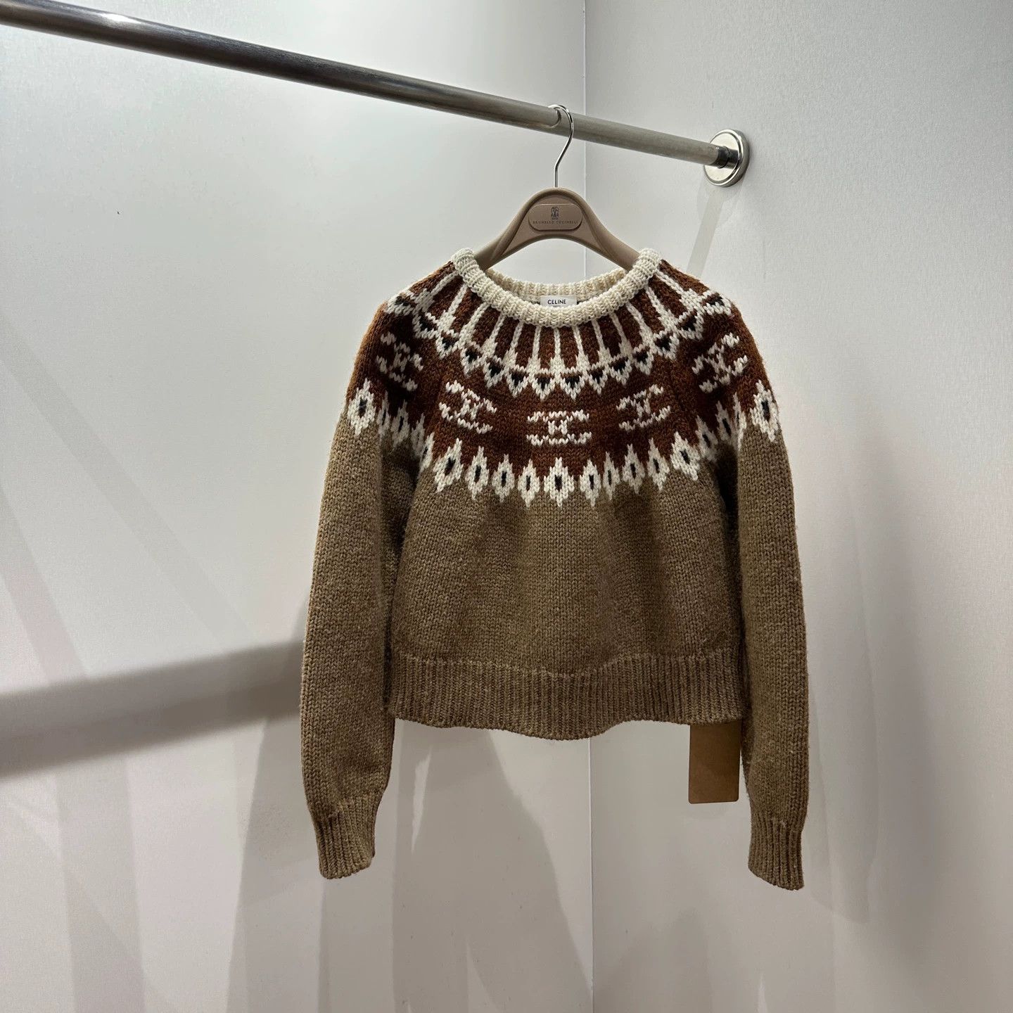 Celine Celine mar605 Fair Isle Triomphe Wool Sweater XS Size XS / US 0-2 / IT 36-38 - 1 Thumbnail