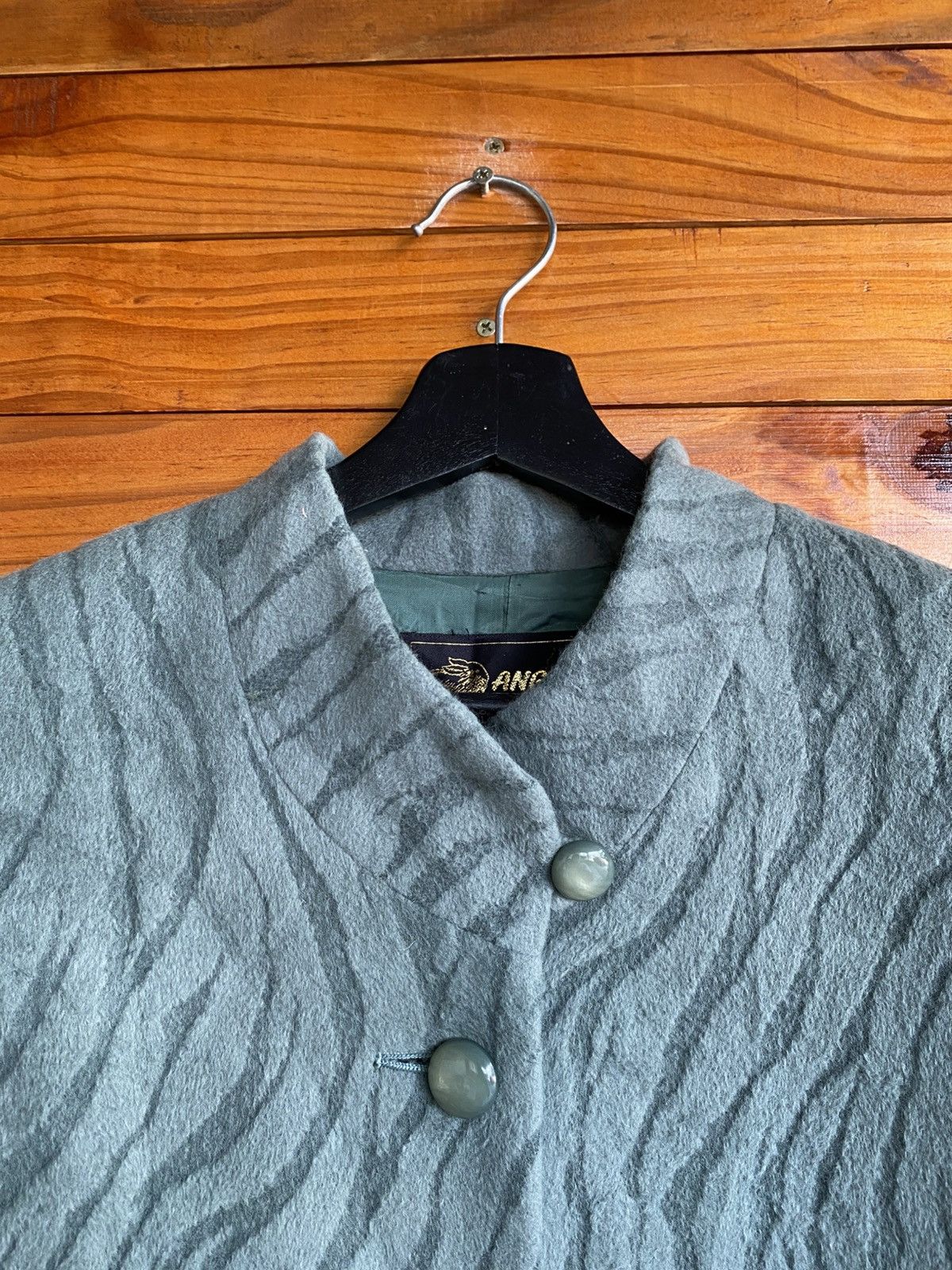 Agora Vintage Angora Wool Textured Green Long Coat – Made in Japan Size S / US 4 / IT 40 - 10 Thumbnail