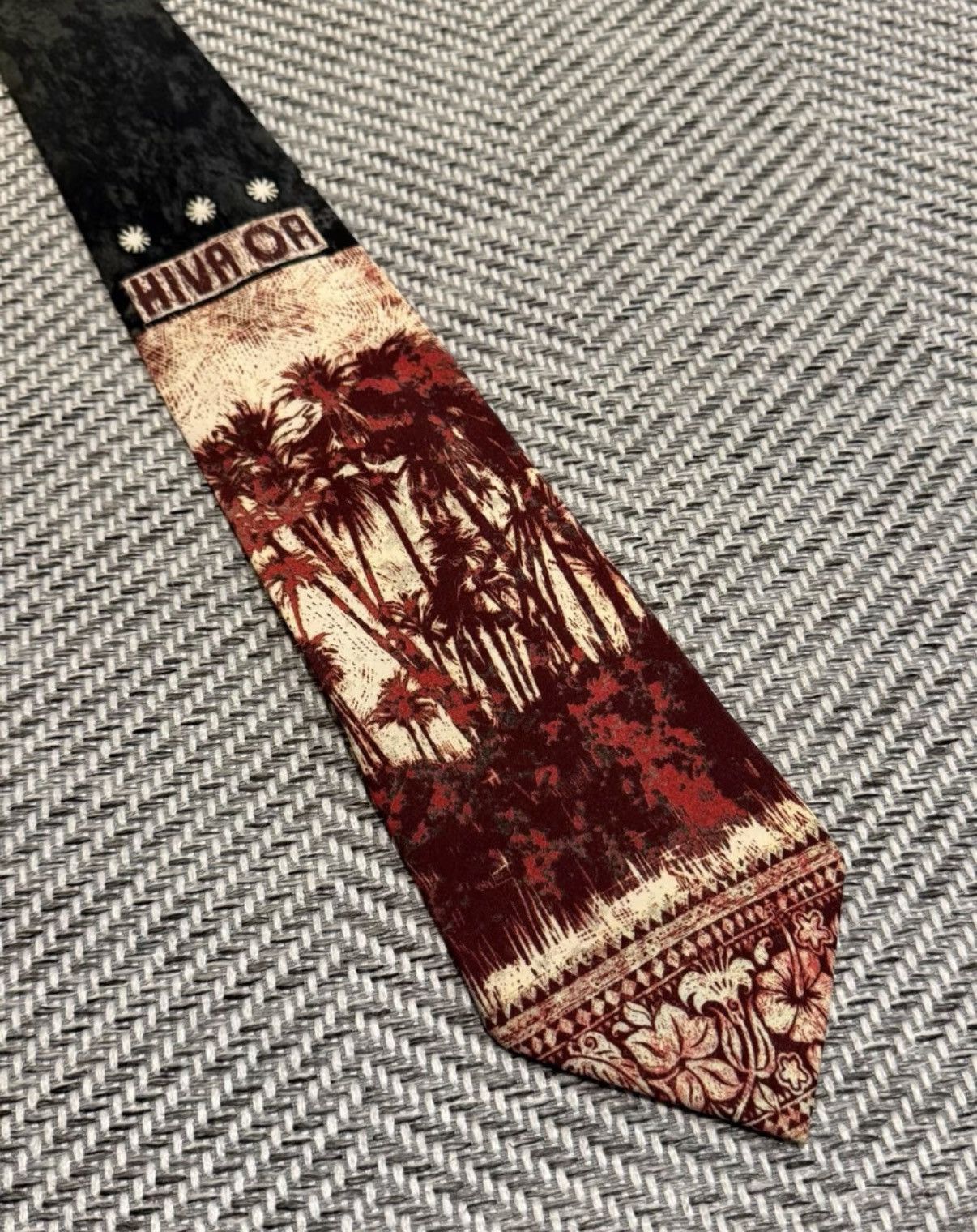Jean Paul Gaultier Jean Paul Gaultier Etching Coconut Tree Patchwork Tie K24 Size ONE SIZE - 1 Thumbnail