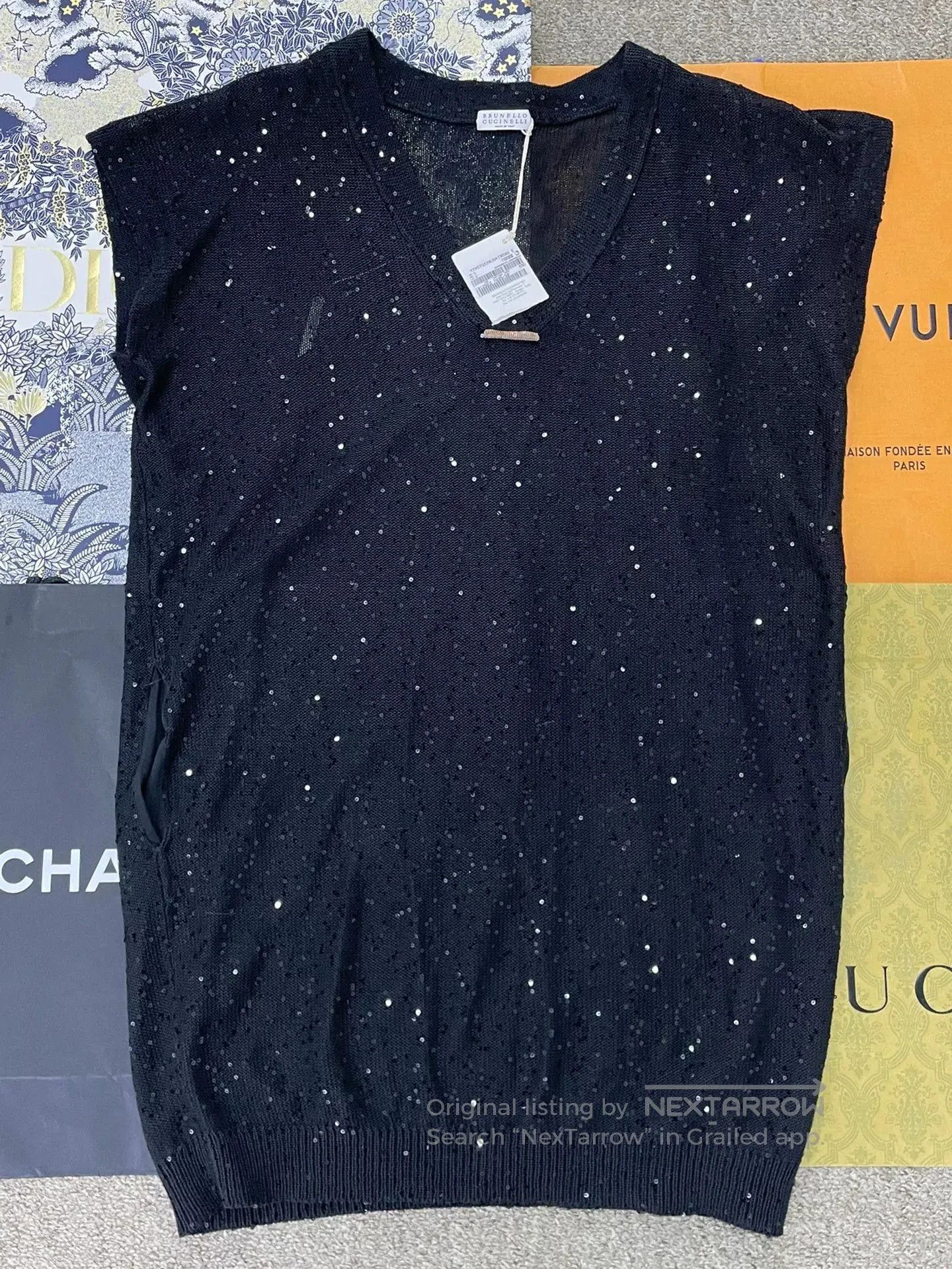Brunello Cucinelli Brunello Cucinelli Black Sequin Knit Dress. Size US M / EU 48-50 / 2 - 1 Thumbnail