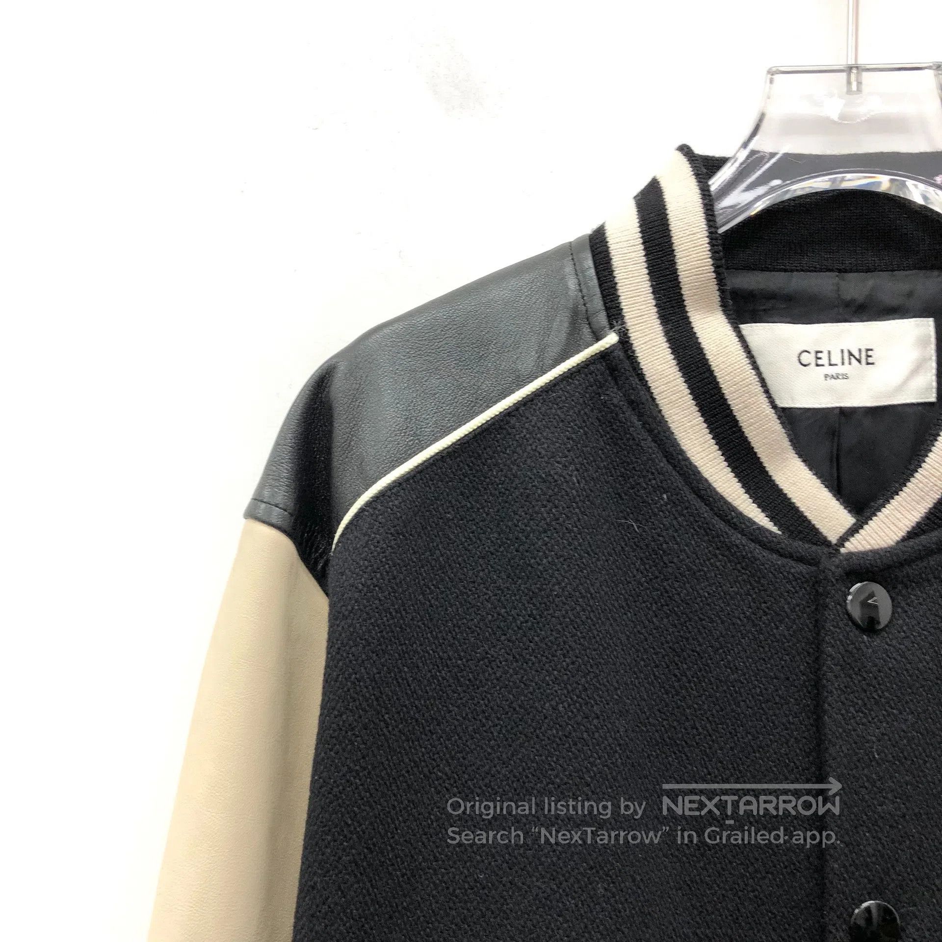 Celine Celine Black Striped Wool Stand Collar Single Breasted Lon Size US XL / EU 56 / 4 - 3 Thumbnail