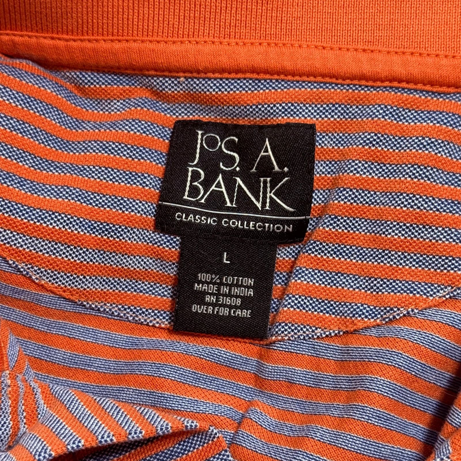 Jos. A. Bank Jos. A. Bank Orange & Navy Striped Polo | Sz L Size US L / EU 52-54 / 3 - 6 Thumbnail