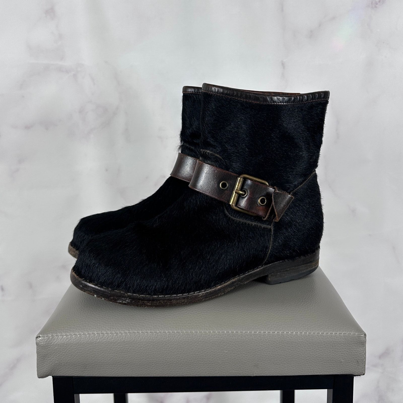 Buttero Black Pony Hair Biker Boot Size US 8 / IT 38 - 1 Thumbnail