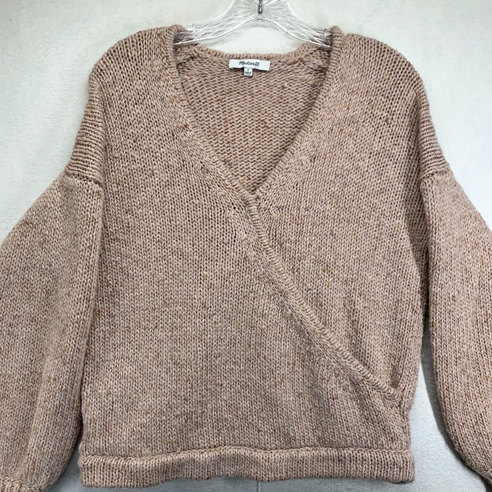 Madewell MADewell Light Pink Sweater Beresford Wrap Knit Wool Blend V-Neck Long Sleeve Women S Small Breathable Solid Size S / US 4 / IT 40 - 4 Thumbnail